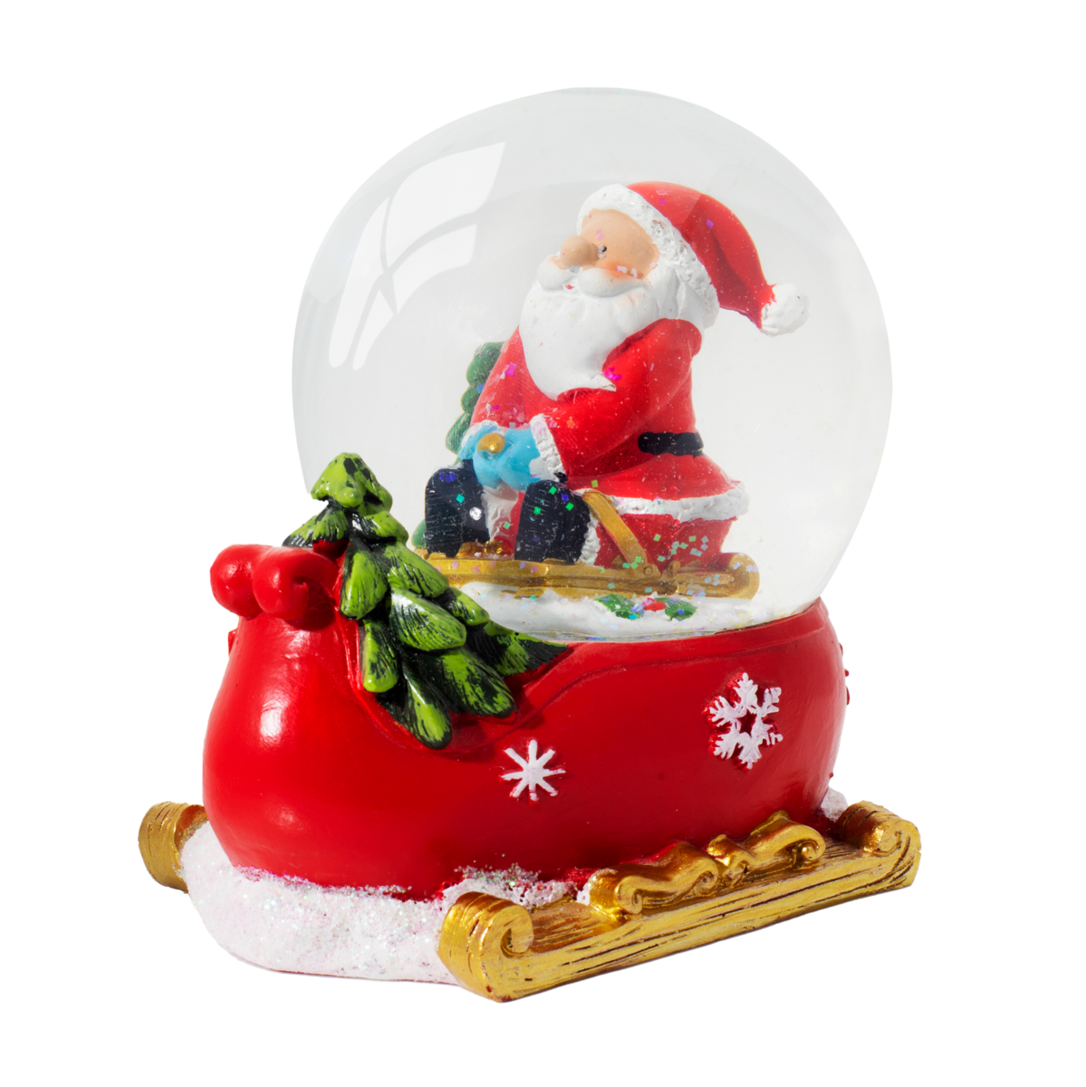 OHS Santa's Sleigh Light Up Musical Snow Globe - Multi>