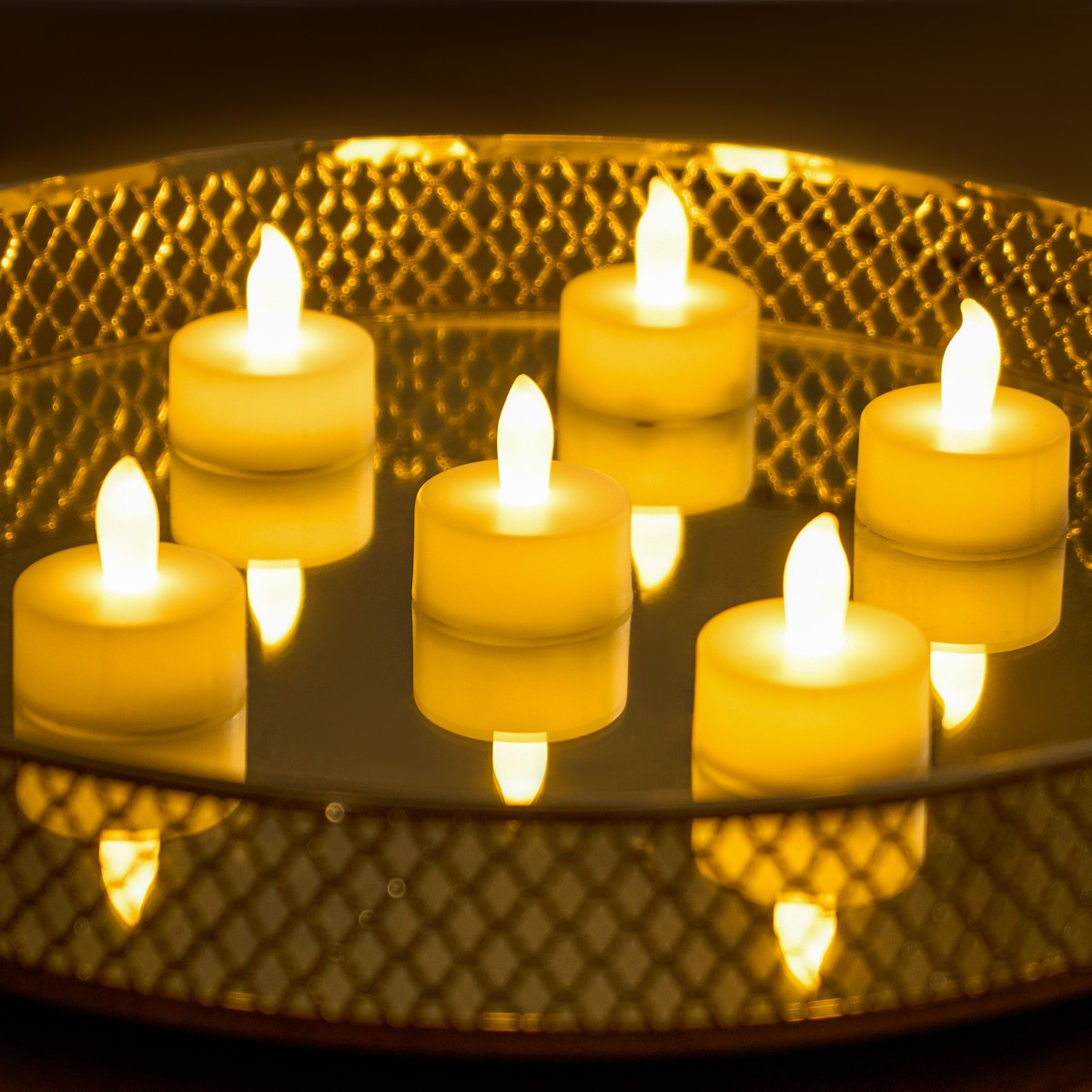 Status LED Tea Lights, Warm 6pk