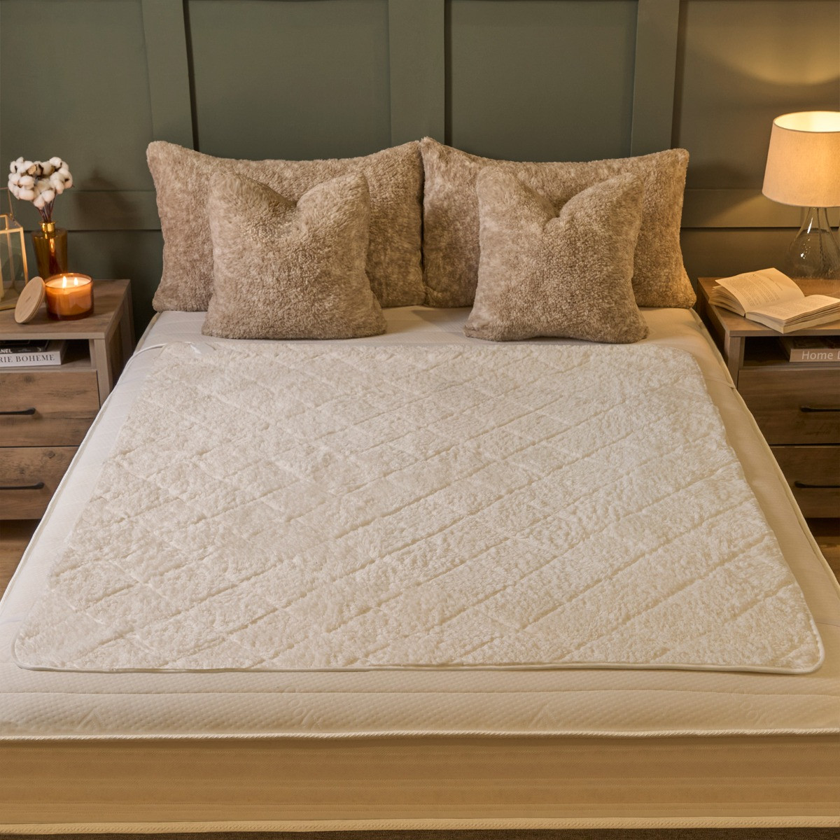 OHS Electric Heated Teddy Fleece Under-Blanket - White >