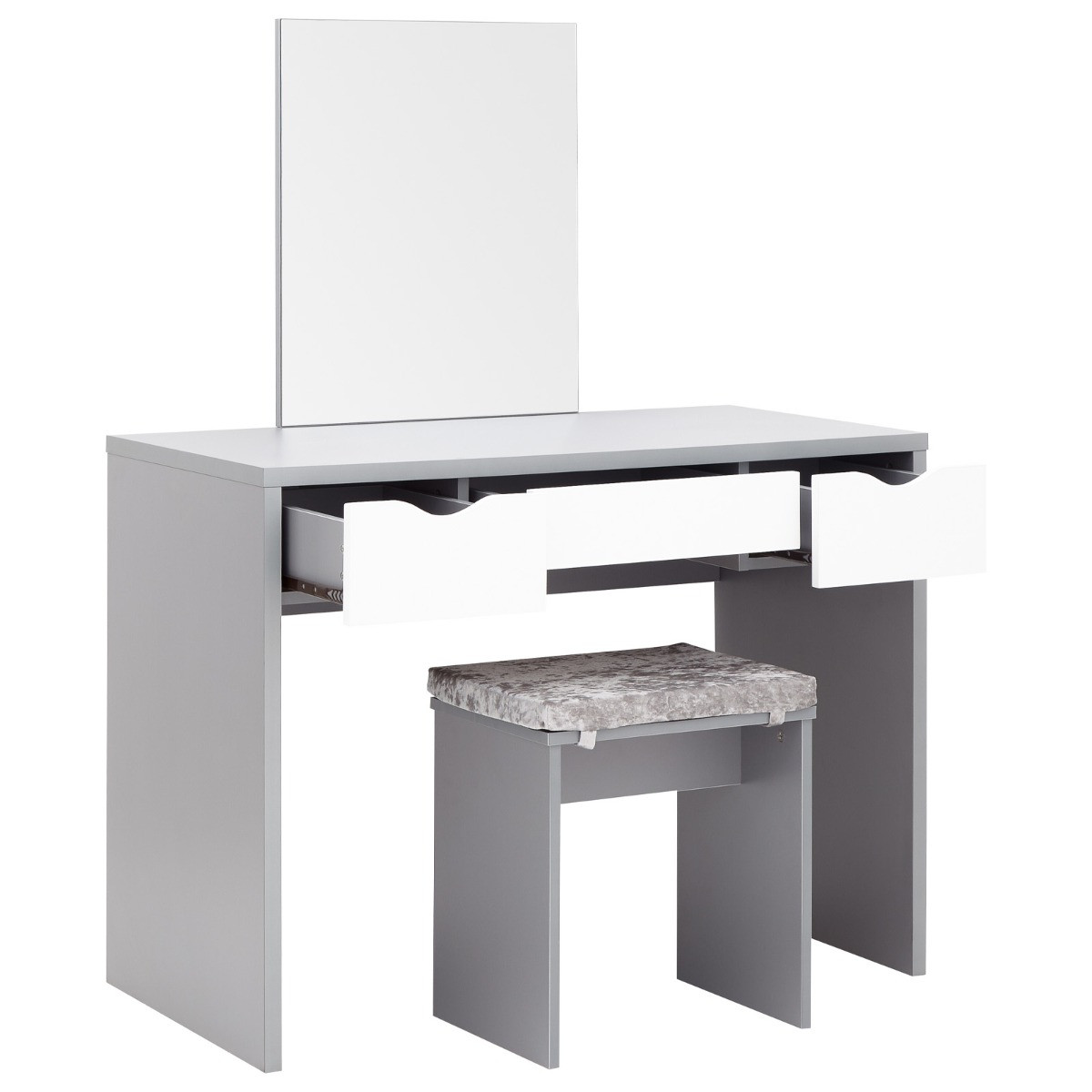 Elizabeth Dressing Table Set - Grey/White>