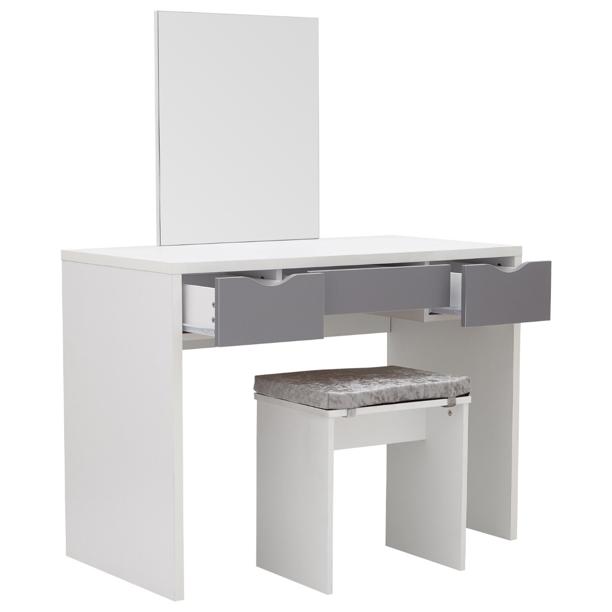 Elizabeth Dressing Table Set - White/Grey>