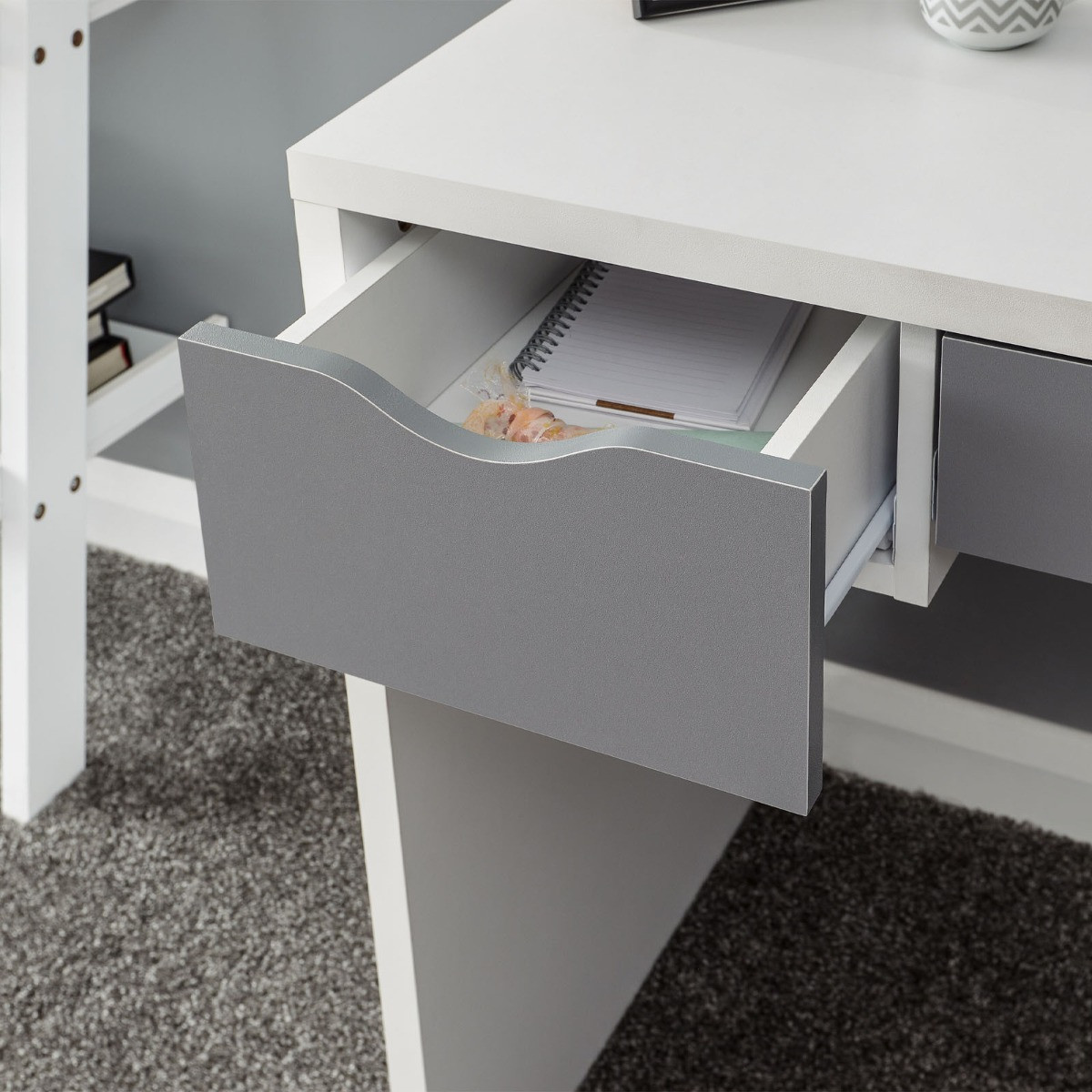 Elizabeth Dressing Table Set - White/Grey>