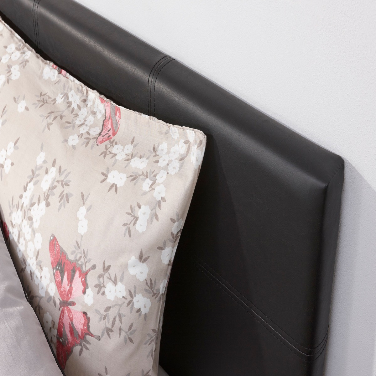 Faux Leather End Lift Ottoman Storage Bed, 3ft Single - Black>