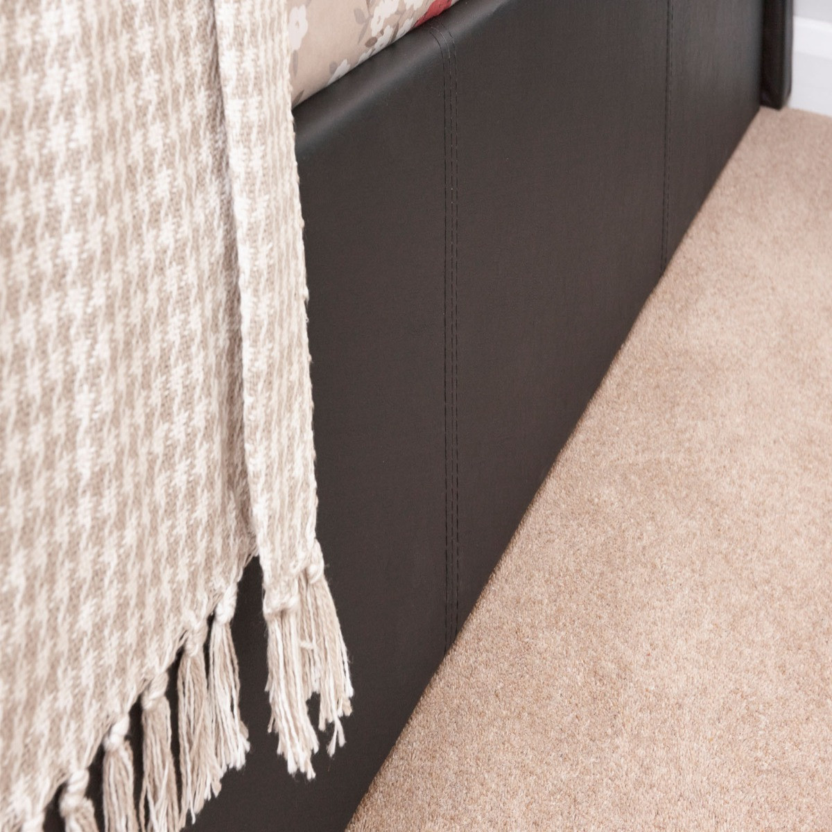 Faux Leather End Lift Ottoman Storage Bed - Black>