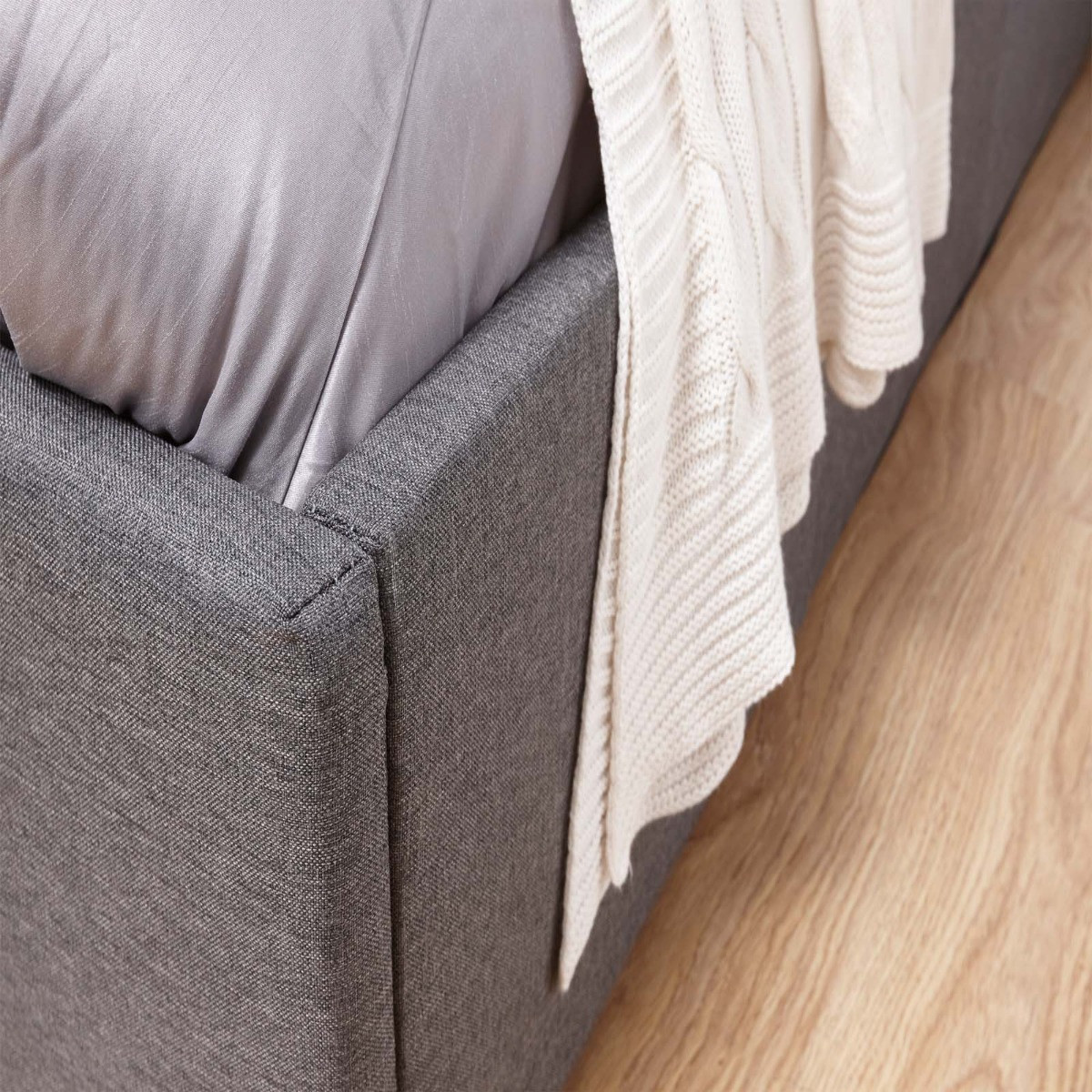 Fabric End Lift Ottoman Storage Bed, 3ft Single - Grey>