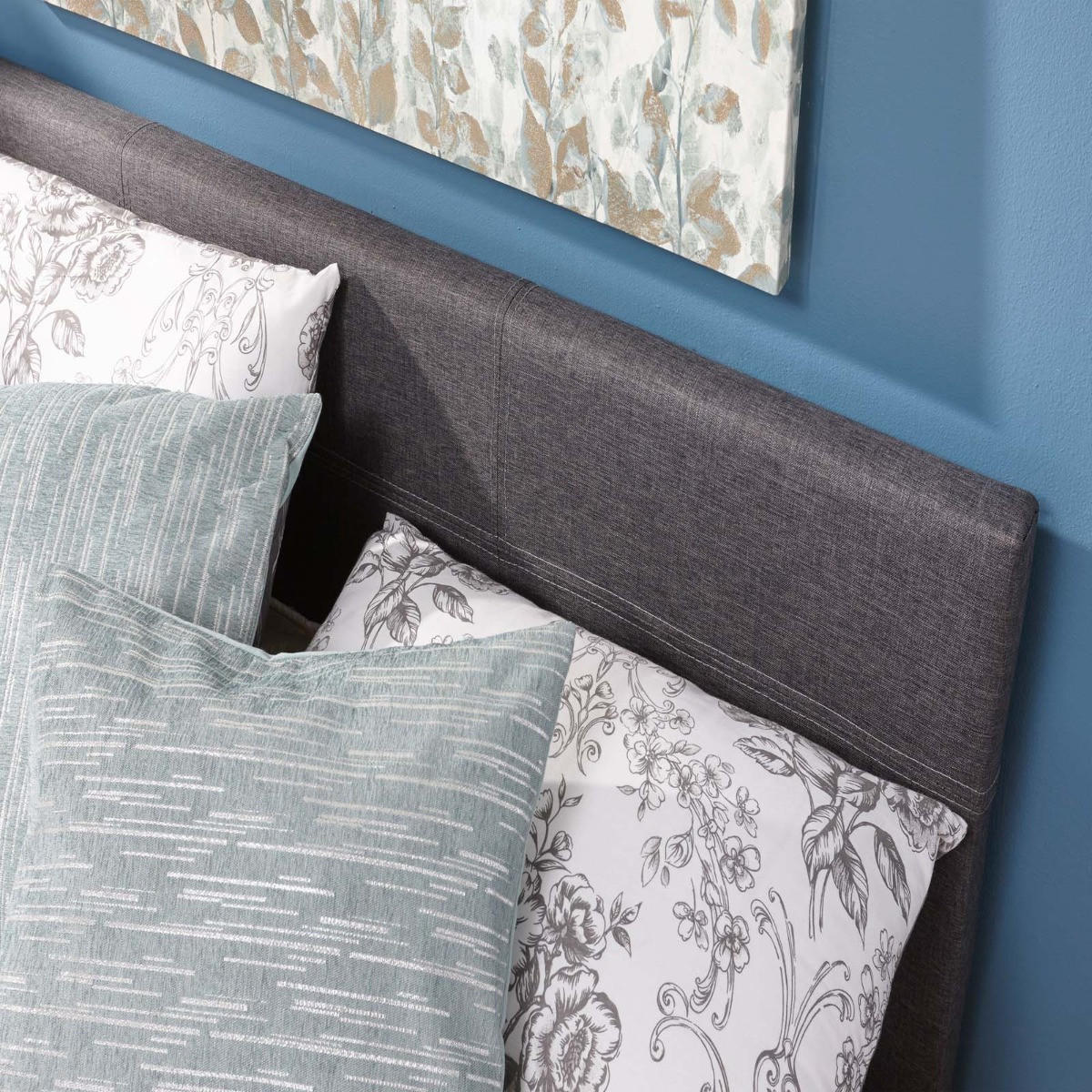 Fabric End Lift Ottoman Storage Bed - Grey>