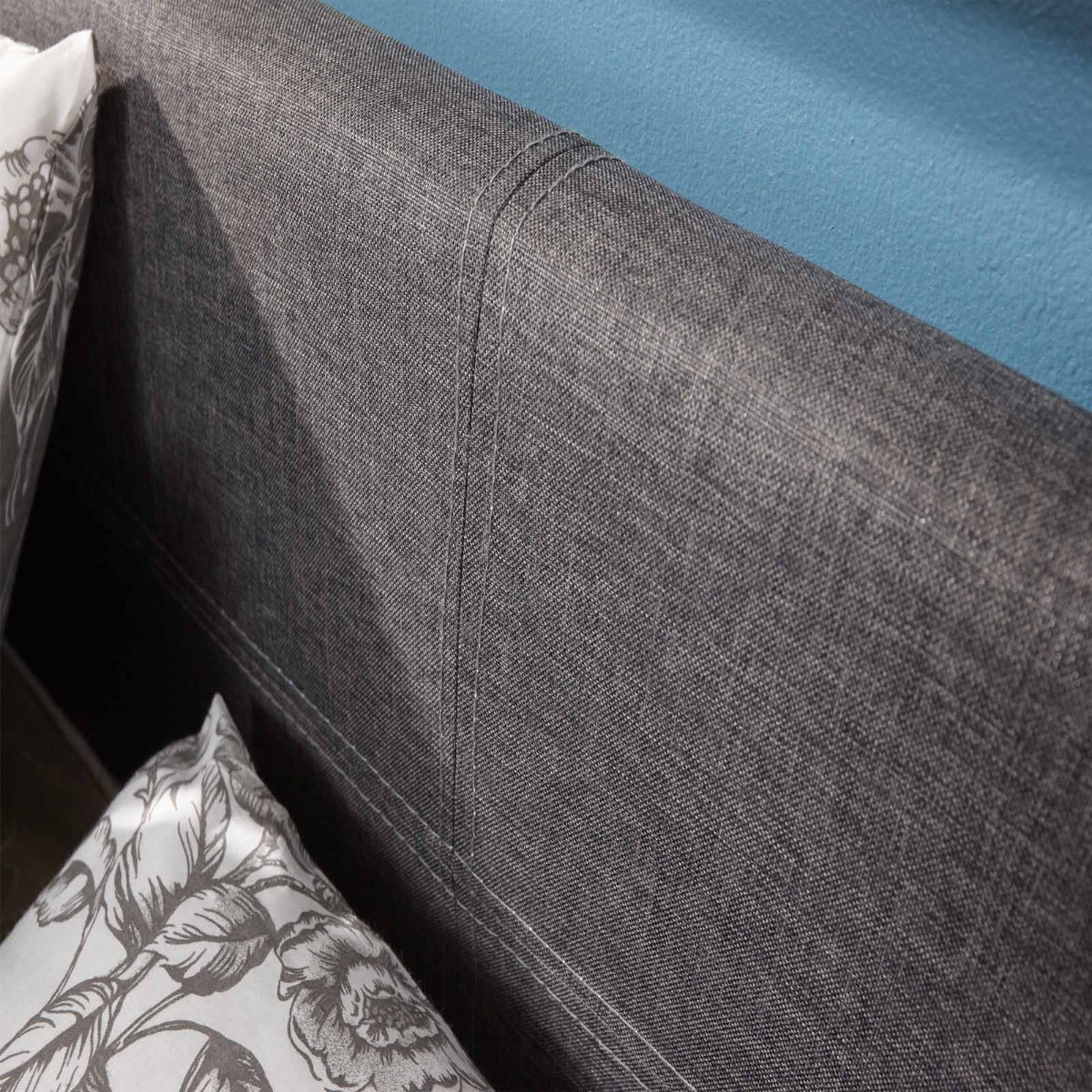 Fabric End Lift Ottoman Storage Bed - Grey>