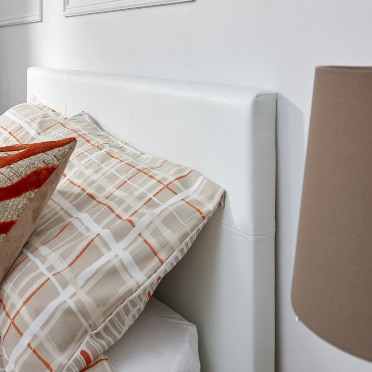 Faux Leather End Lift Ottoman Storage Bed - White>