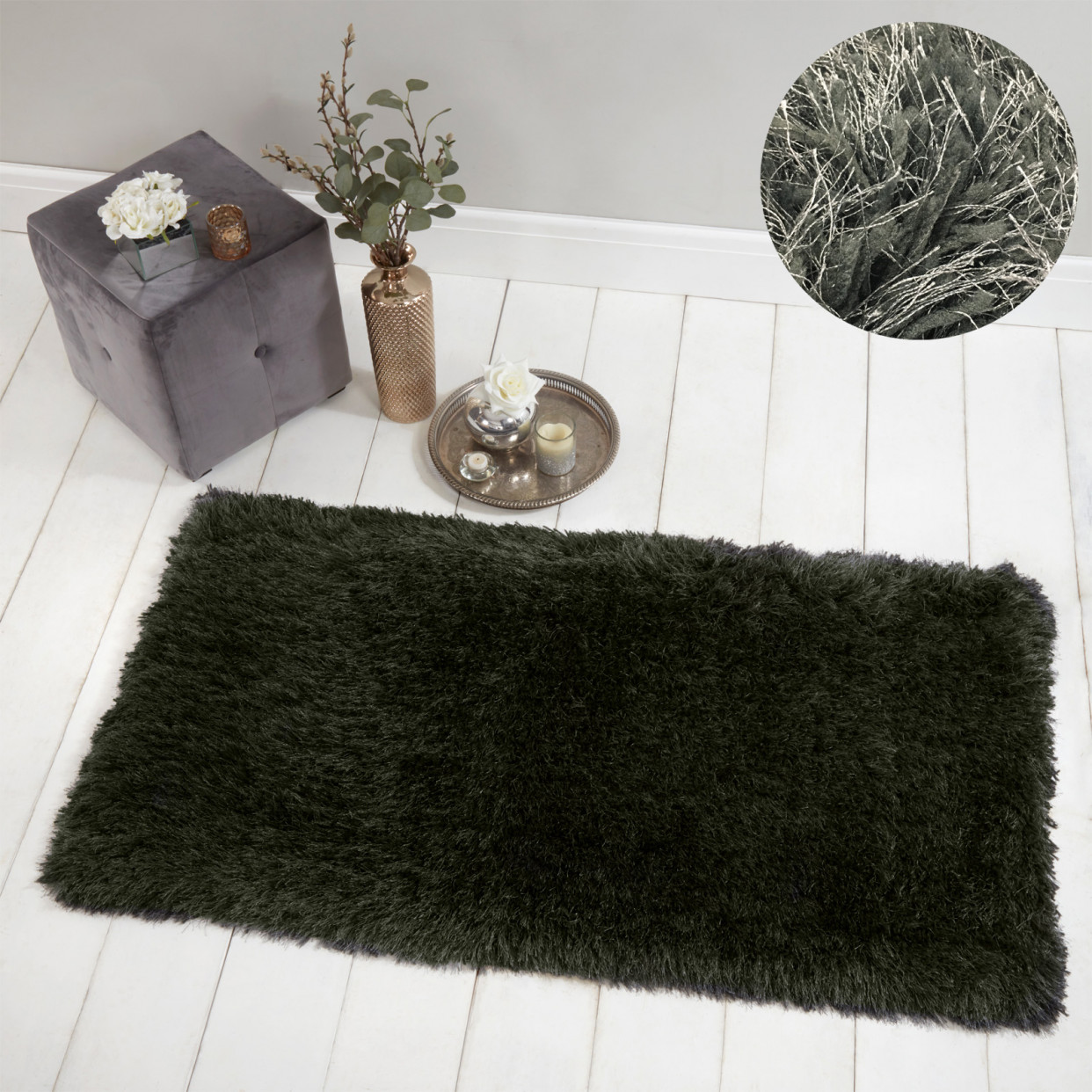 OHS Luxurious Extra Shaggy Rug 9cm Pile, Charcoal Grey - 80 x 150cm>