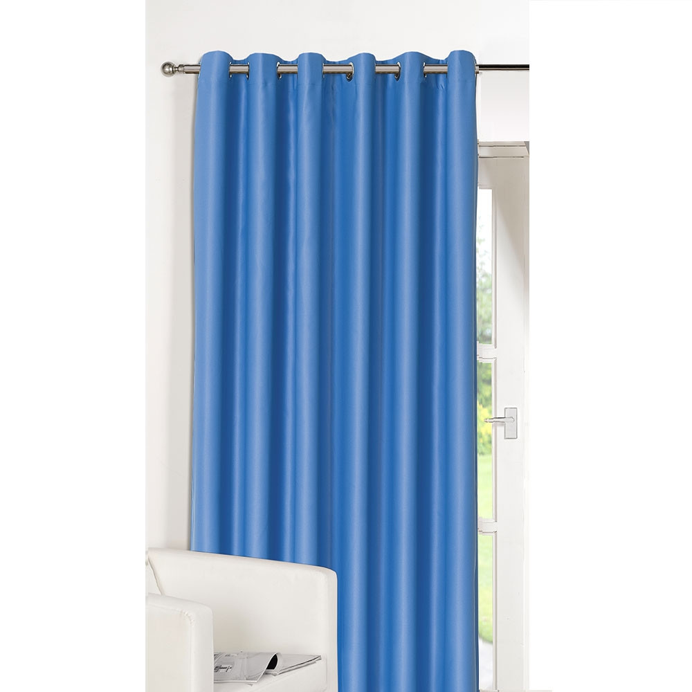 Luxury Ring Top Fully Lined Blackout Eyelet Thermal Door Curtain Blue 66" x 84">
