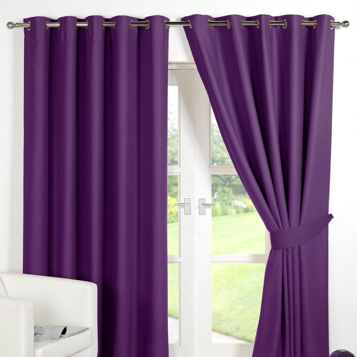Luxury Ring Top Fully Lined Pair Thermal Blackout Eyelet Curtain 66" x 108">