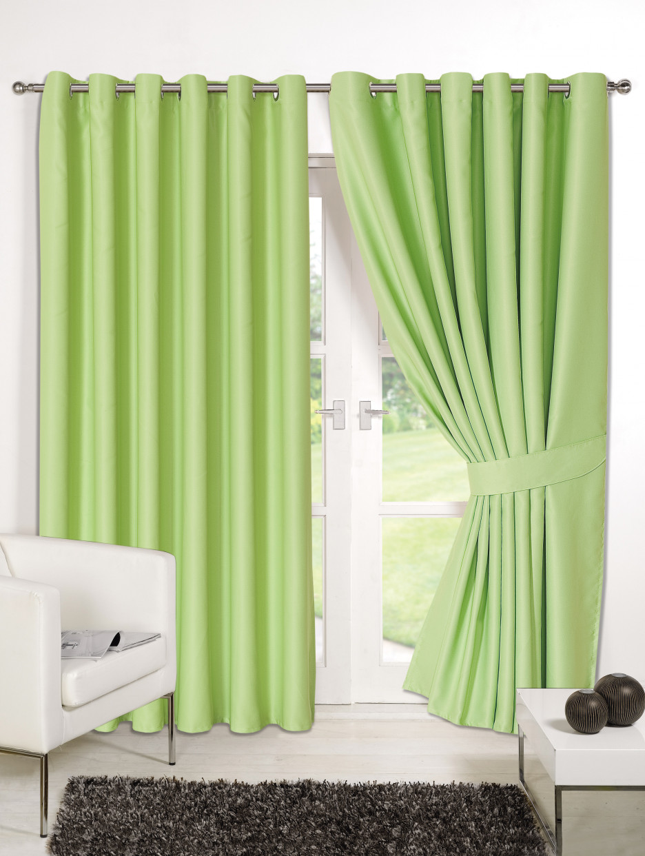 Dreamscene Ring Top Lined Thermal Blackout Eyelet Curtains, Sage Green - 90" x 54">