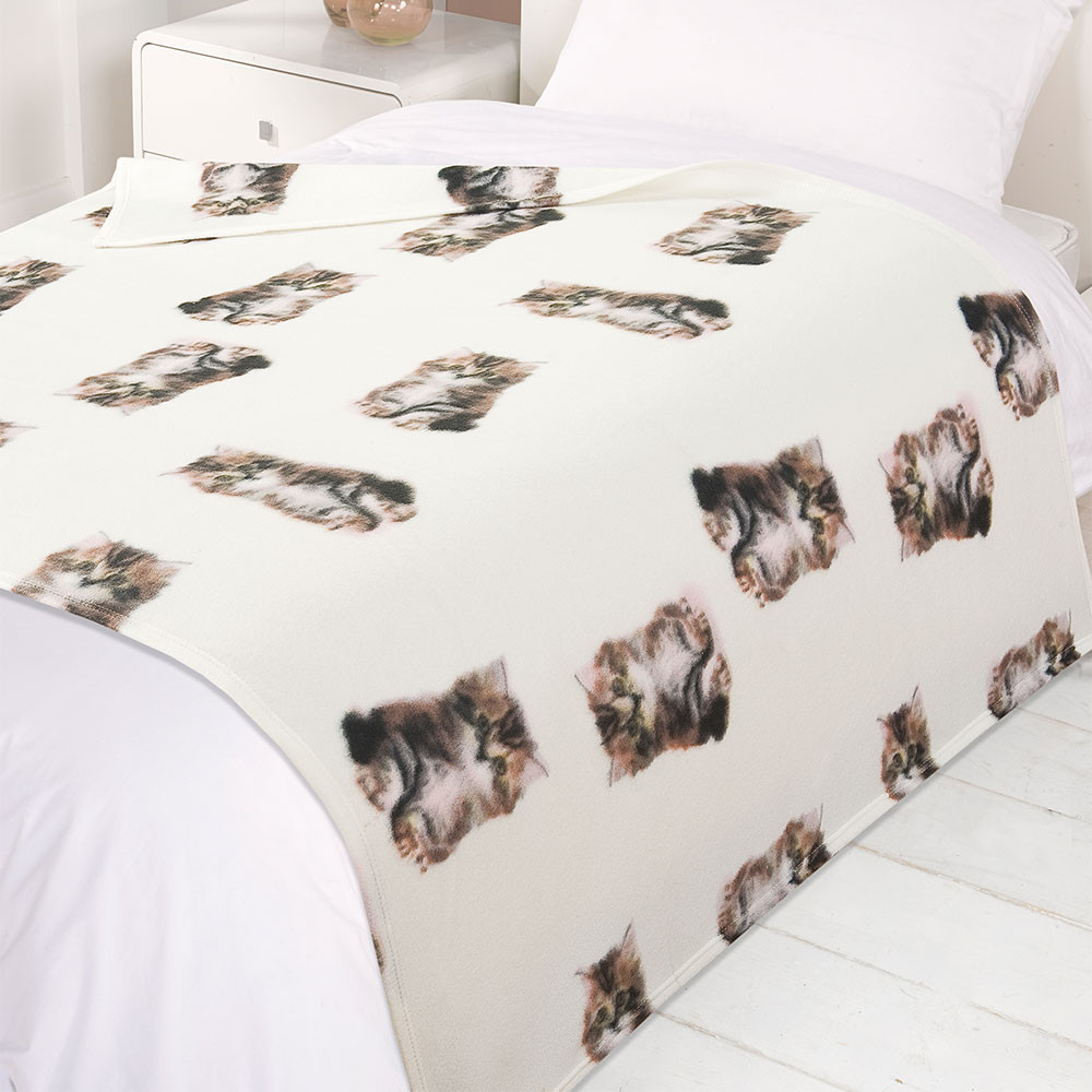 Dreamscene by OHS Cat Kitten Print Fleece Throw Blanket - 50 x 60 inches>