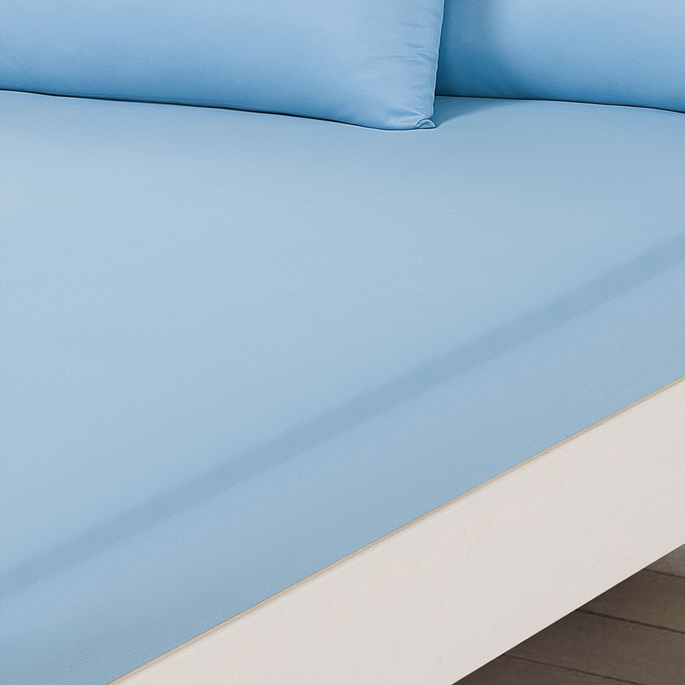 Brentfords Plain Dyed Single Fitted Sheet - Blue>