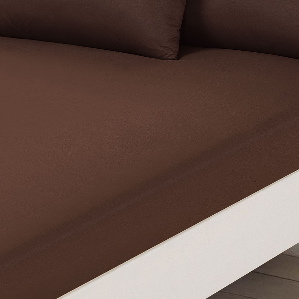 Brentfords Plain Dyed Fitted Sheet - Chocolate>