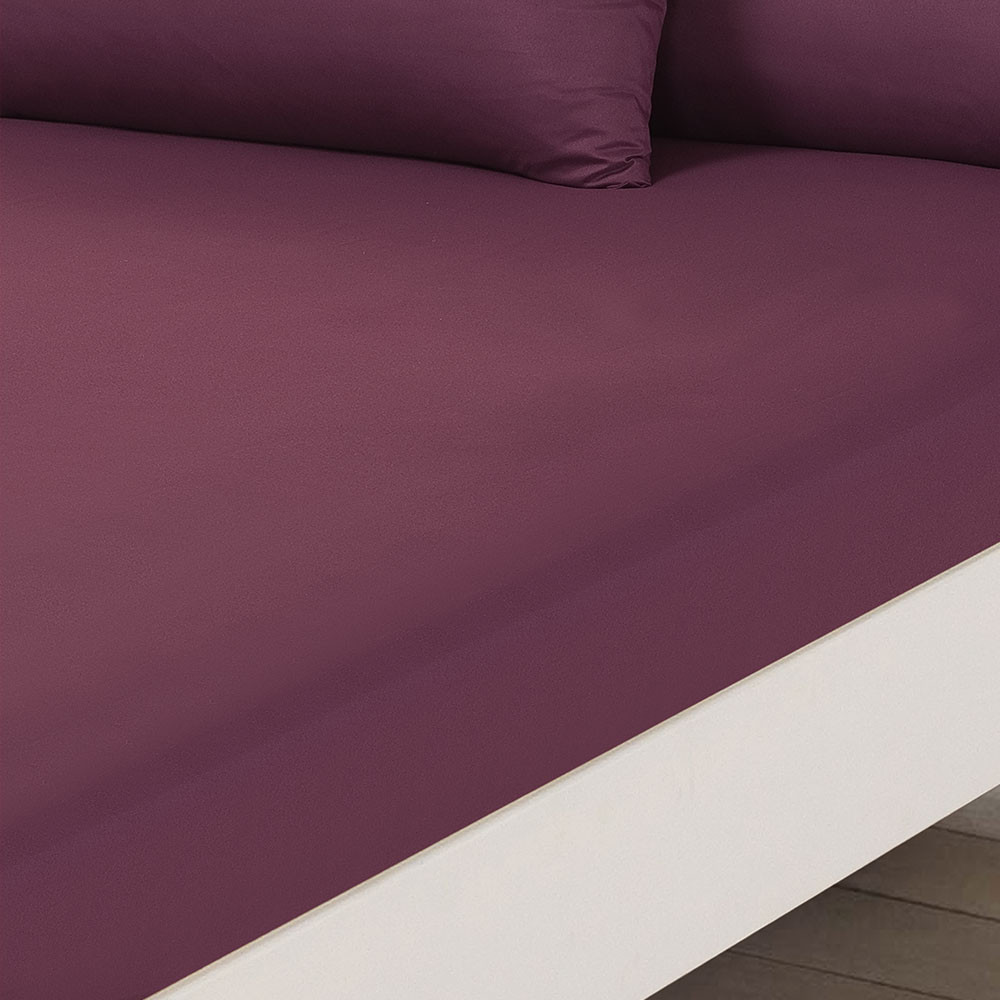 Brentfords Plain Dyed Double Fitted Sheet - Purple>
