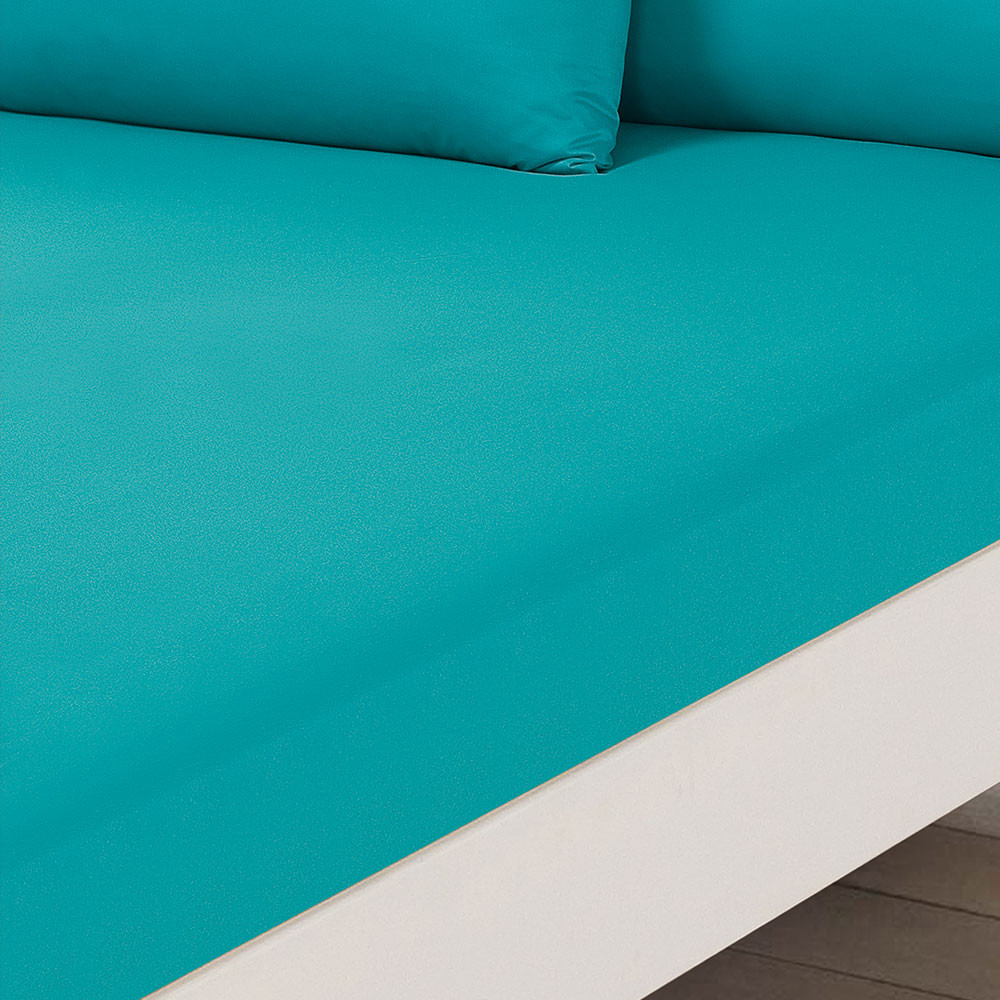 Brentfords Plain Dyed Double Fitted Sheet - Teal>