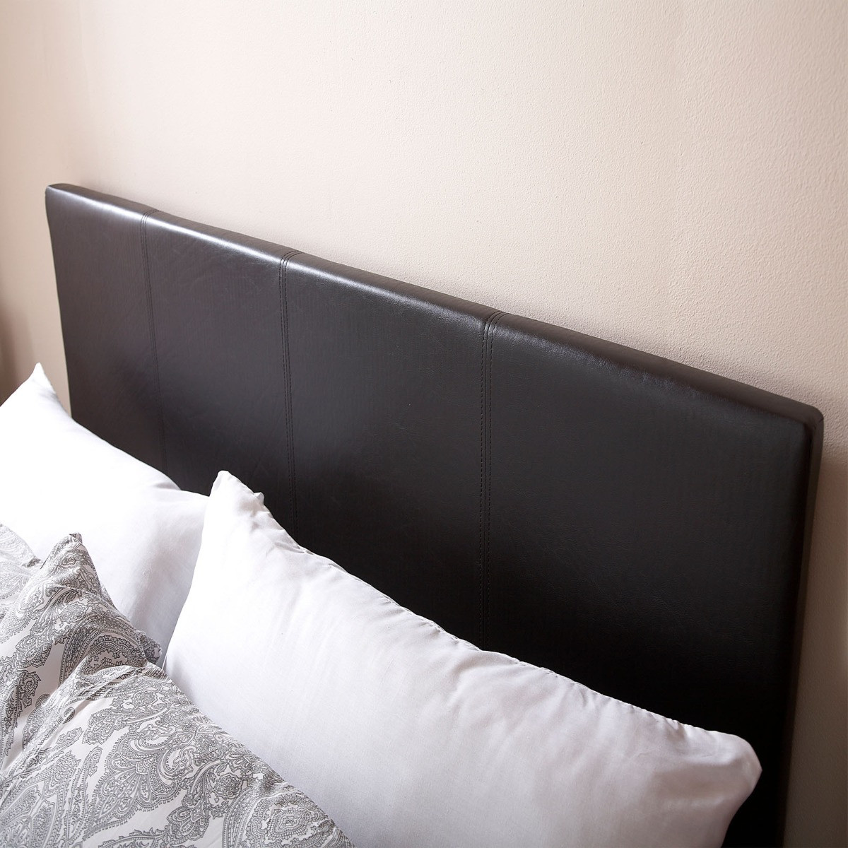 Faux Leather Bed in a Box, 4ft 6 Double - Black>