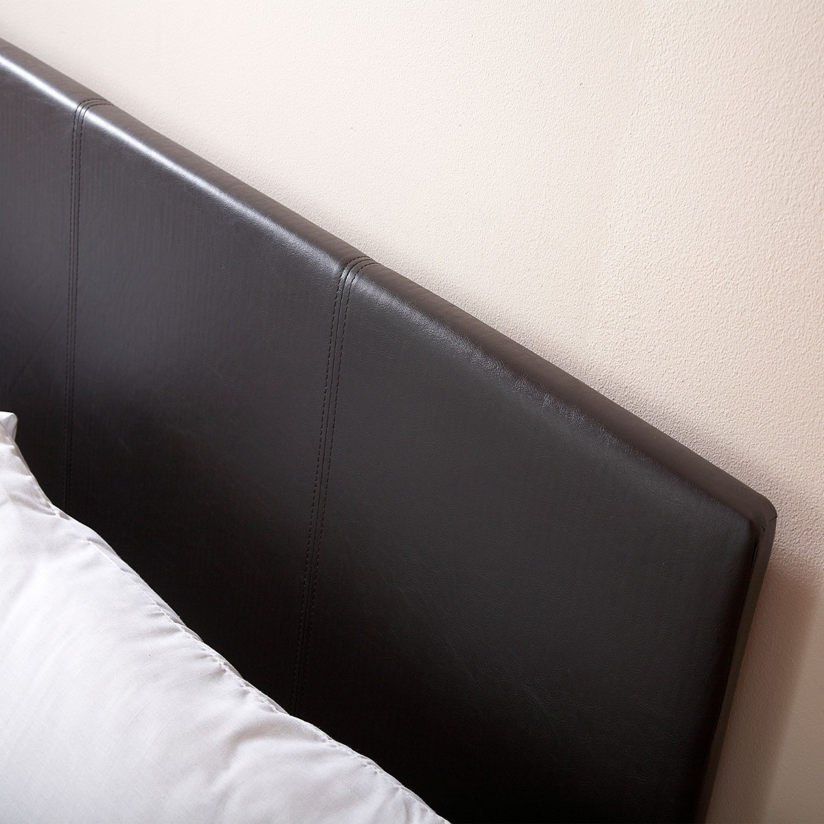 Faux Leather Bed in a Box - Black>