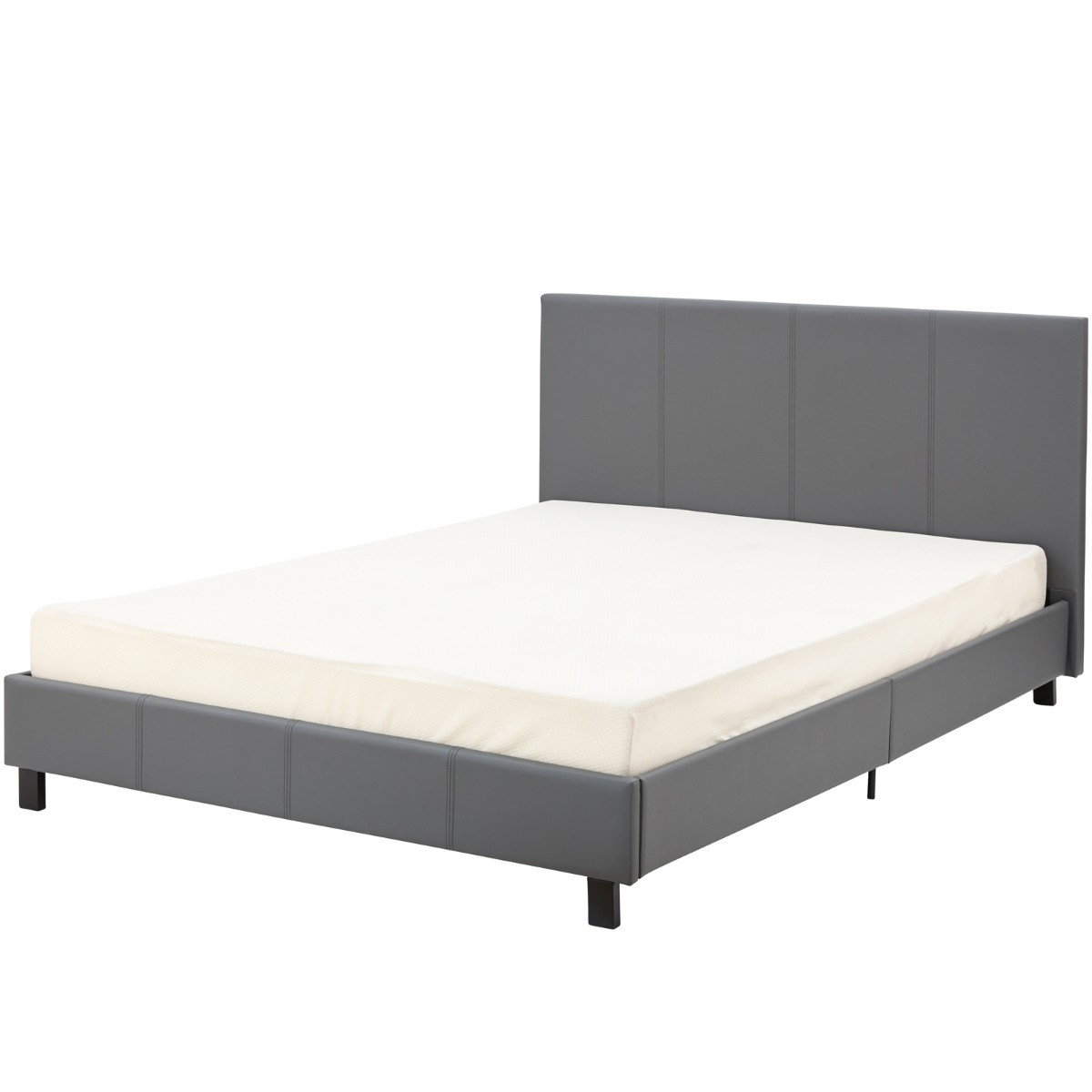 Faux Leather Bed in a Box - Grey>