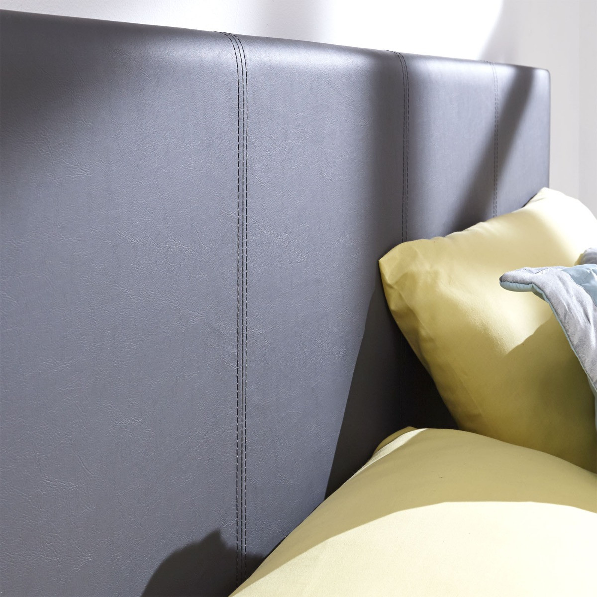 Faux Leather Bed in a Box - Grey>