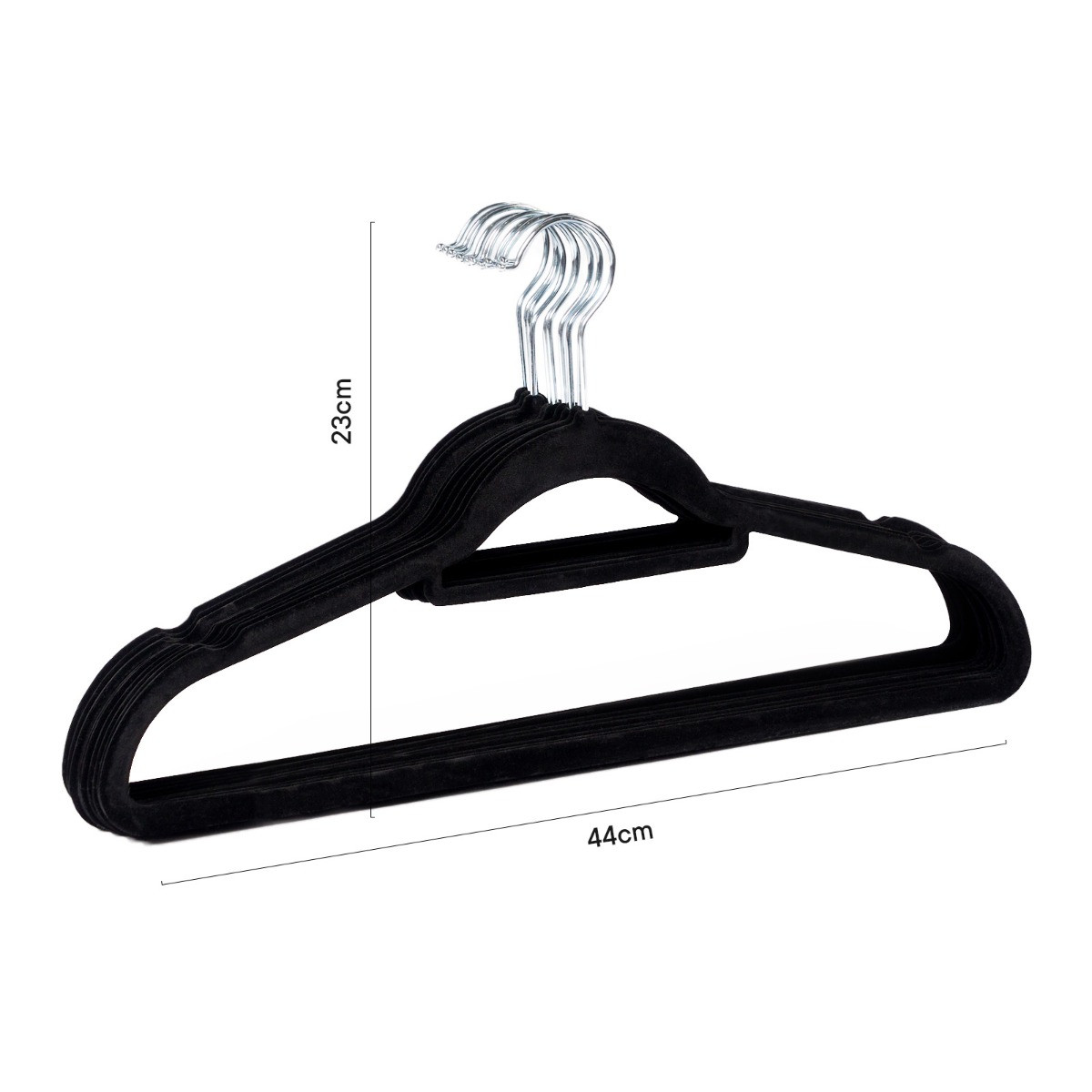 OHS 50 Piece Essentials Velvet Flocked Hangers - Black>