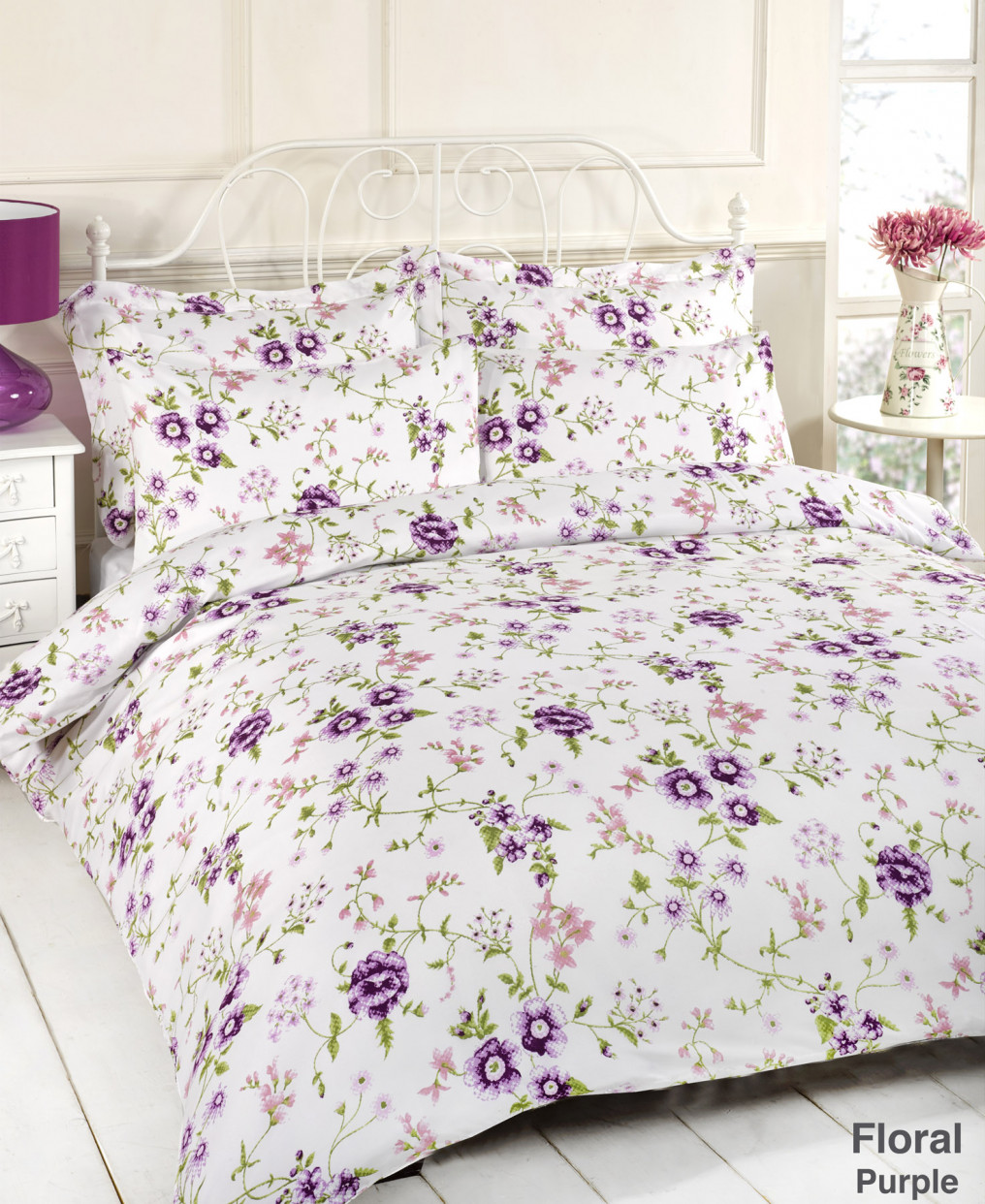 Floral 5PC Duvet Complete Bedding Set - King Size>