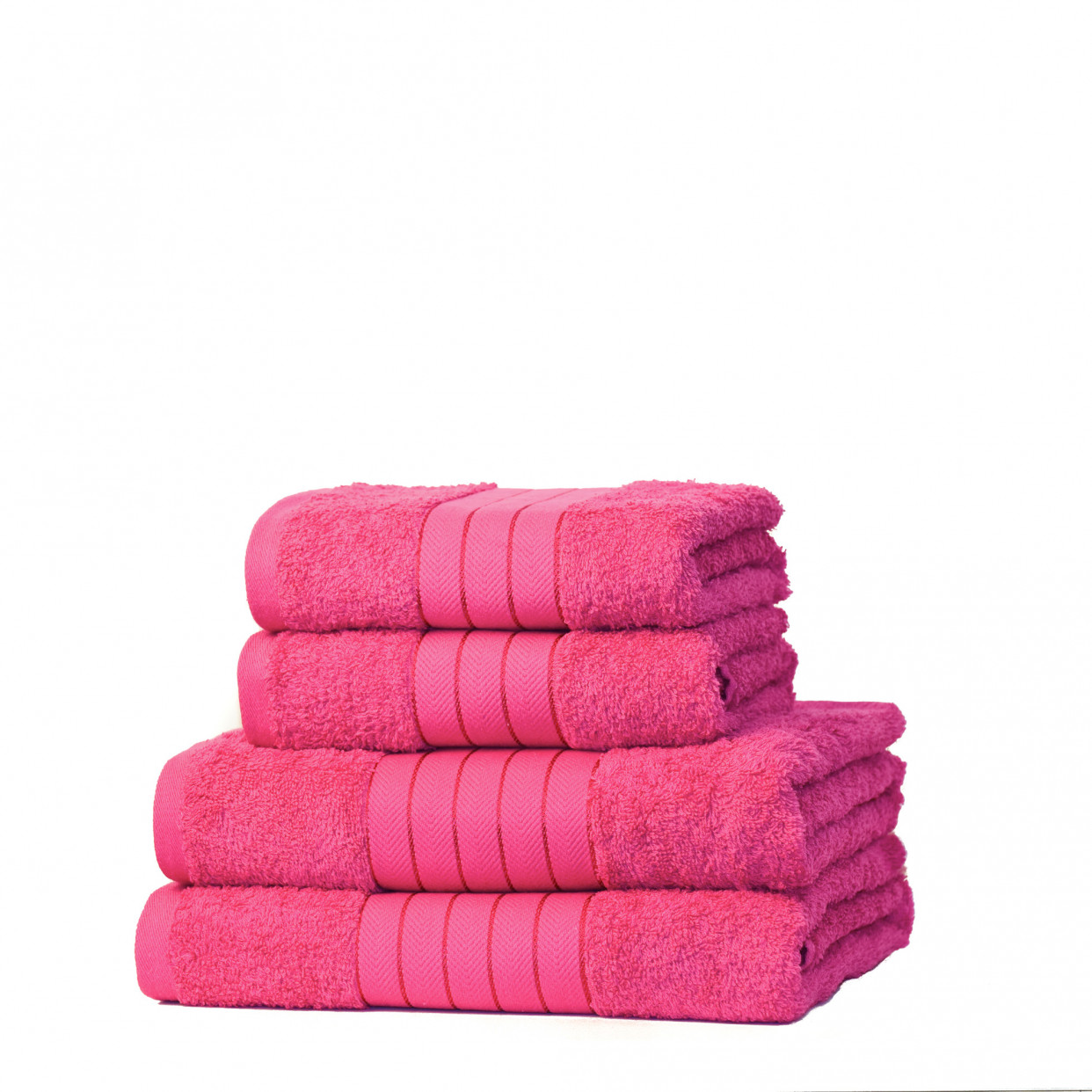 100% Cotton Soft Towel Bale Set, 4 Piece - Fuchsia>