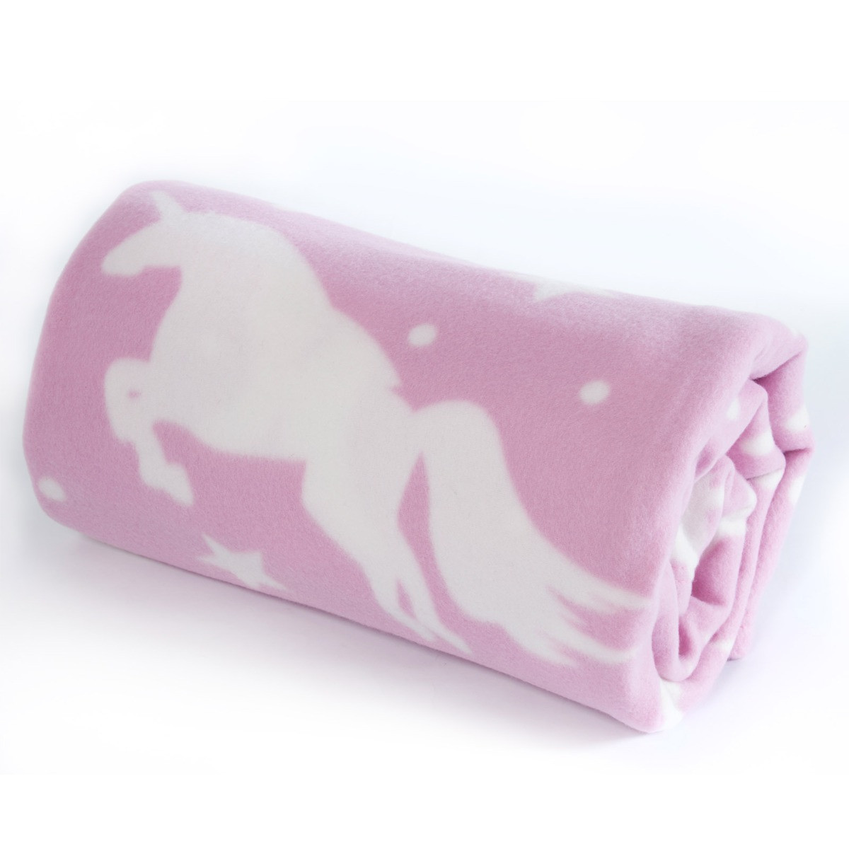 Dreamscene by OHS Unicorn Print Fleece Throw Blanket, Pink - 120x150cm>