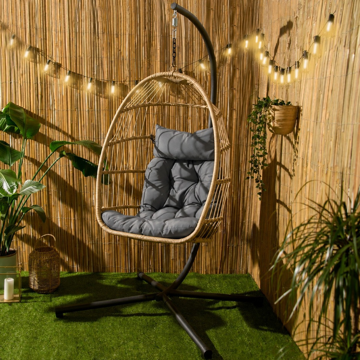 OHS Foldable Hanging Egg Chair - Natural >