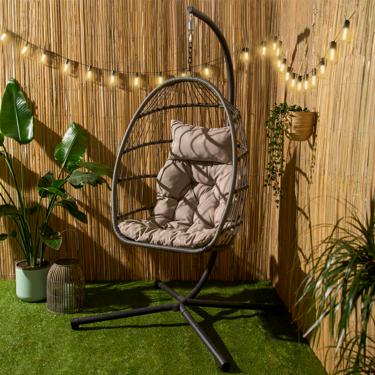 OHS Foldable Hanging Egg Chair - Grey>