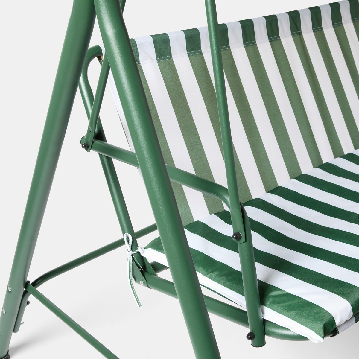 OHS 3 Seater Swing Bench With Canopy - Green/White Stripe>
