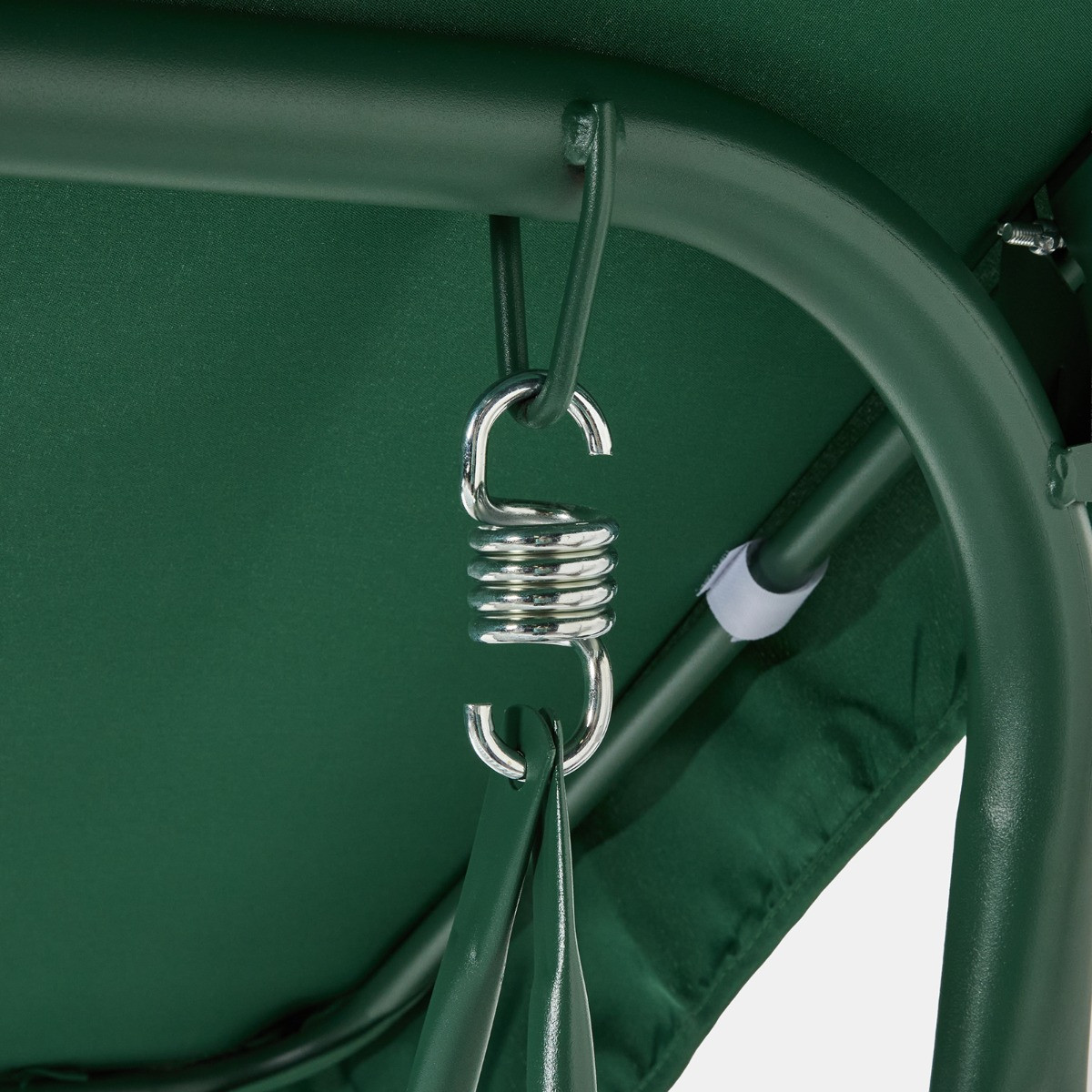 OHS 3 Seater Swing Bench With Canopy - Green/White Stripe>