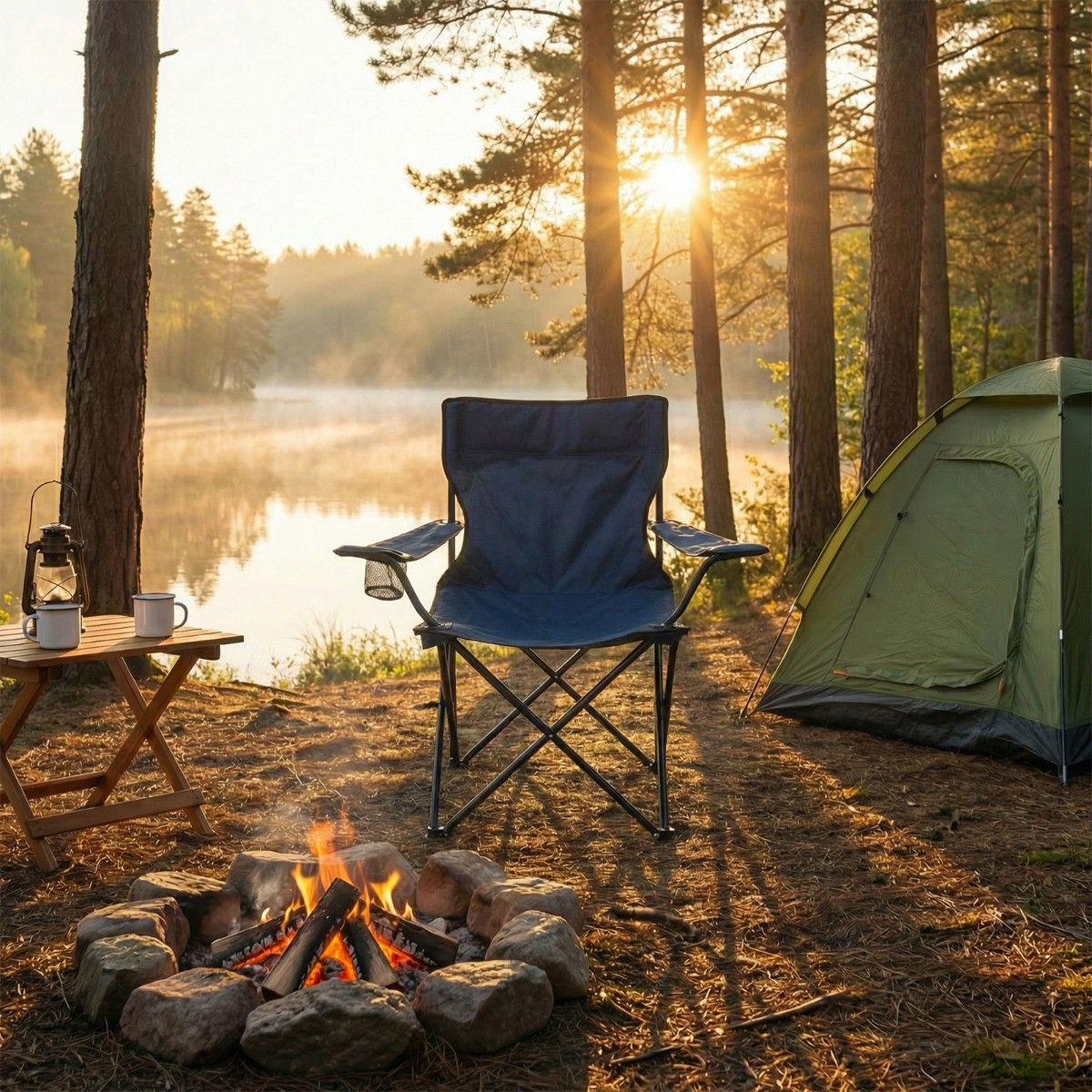 OHS Adults Foldable Camping Chair - Navy>