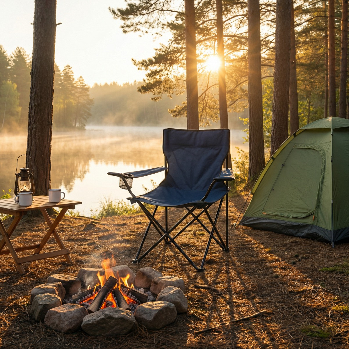 OHS Adults Foldable Camping Chair - Navy>