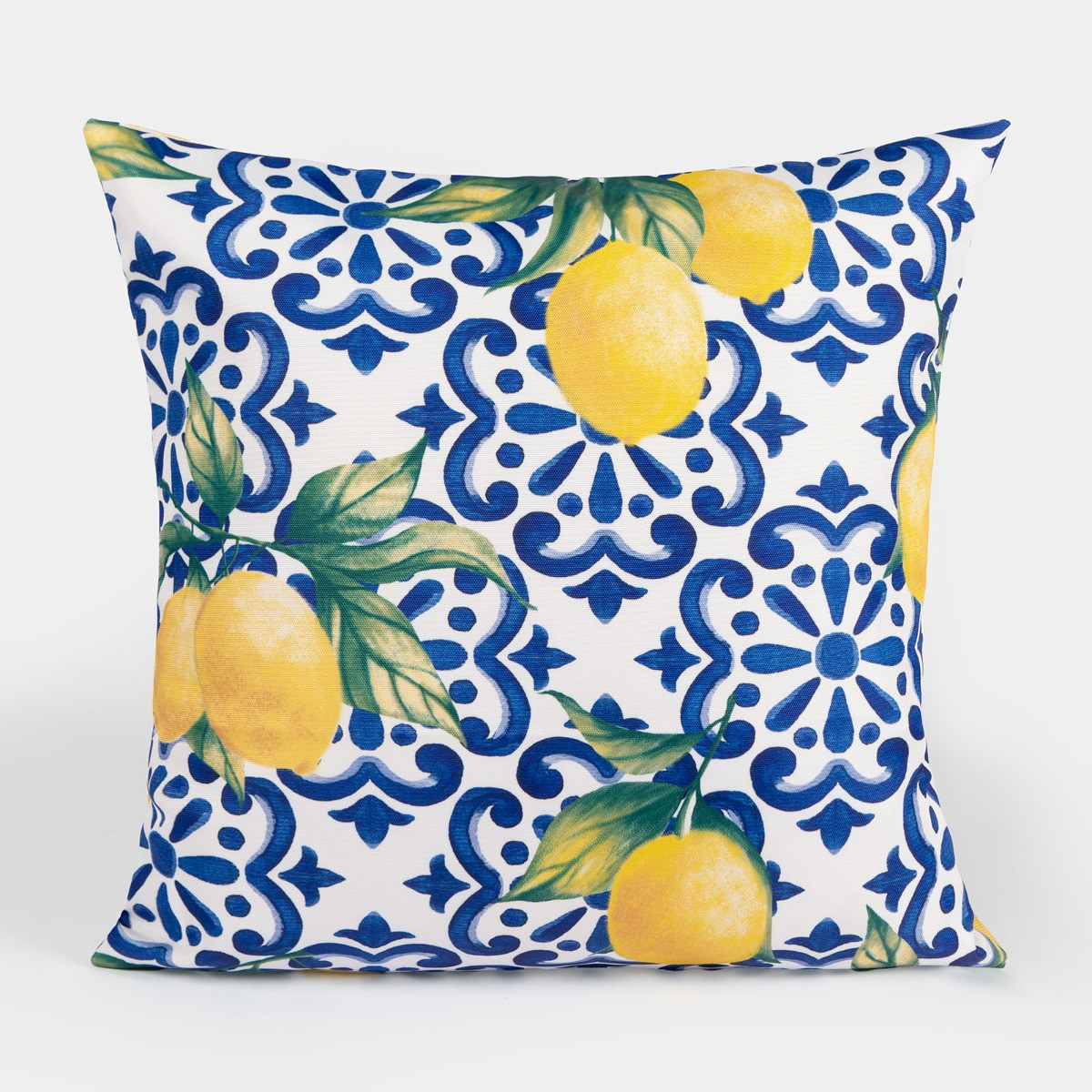 OHS 4 Pack Lemon Water Resistant Cushion Covers, Blue / White - With Cushion>