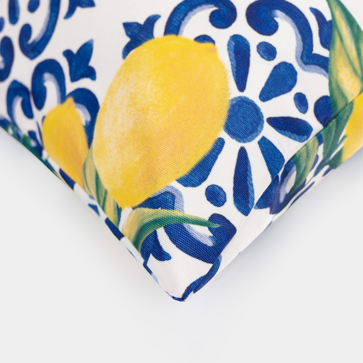 OHS 4 Pack Lemon Water Resistant Cushion Covers, Blue / White - With Cushion>