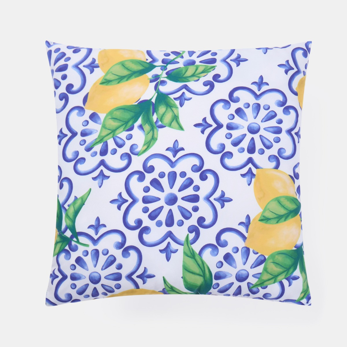 OHS 4 Pack Lemon Water Resistant Cushion Covers, Blue / White - With Cushion>
