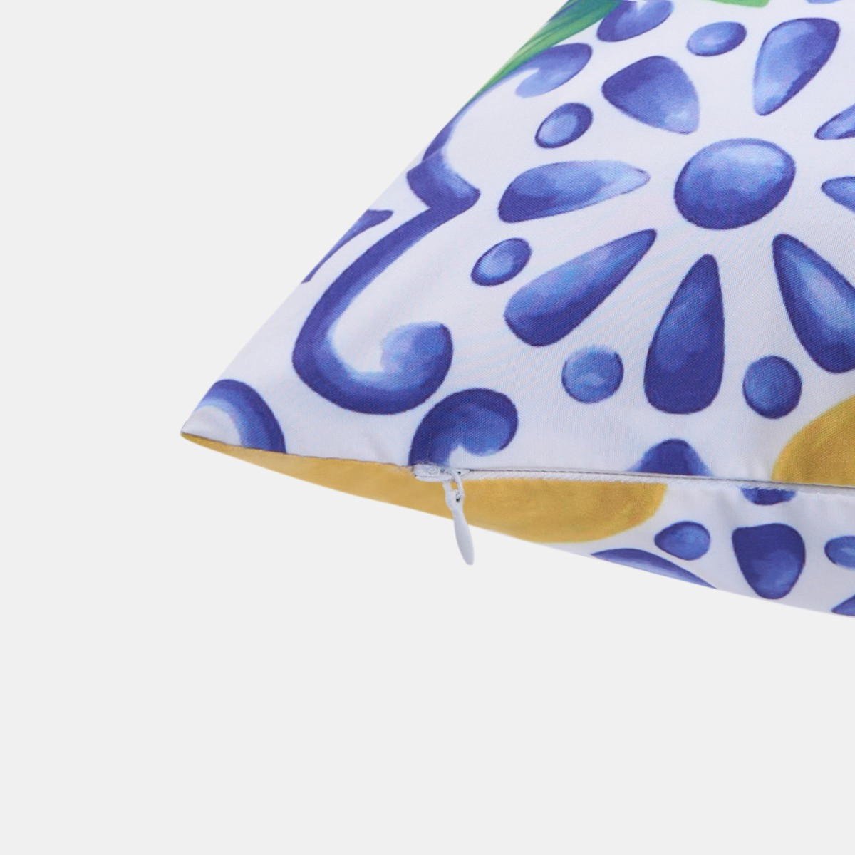 OHS 4 Pack Lemon Water Resistant Cushion Covers, Blue / White - With Cushion>