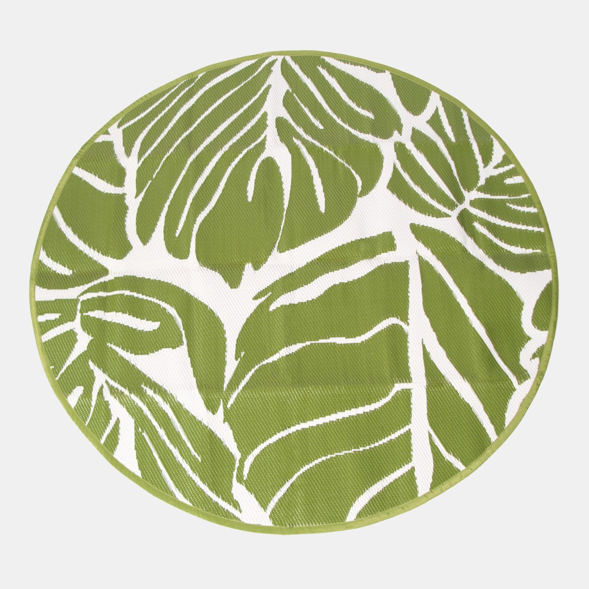 OHS Circle Tropical Print Outdoor Rug, Green/White - 170cm>