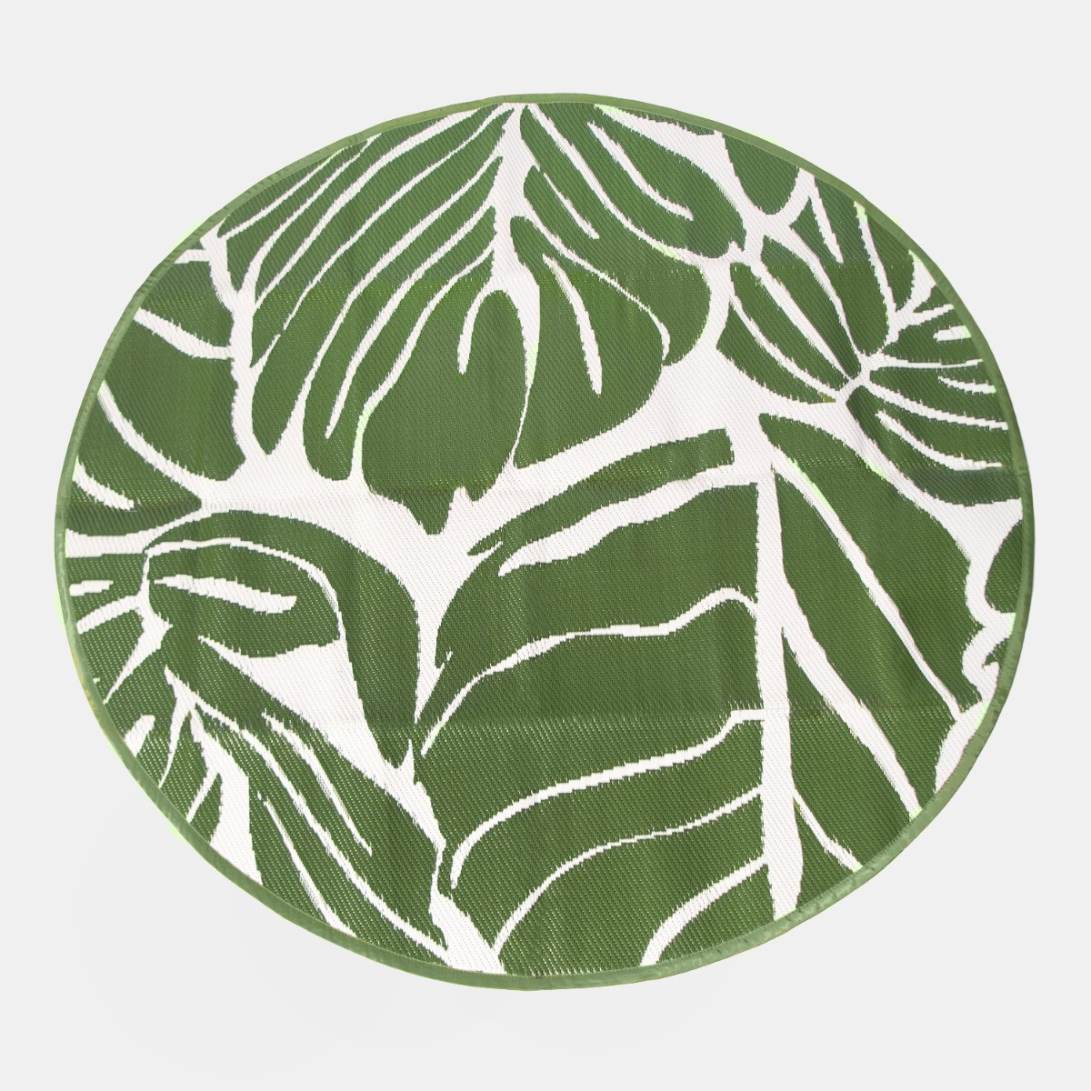 OHS Circle Tropical Print Outdoor Rug, Green/White - 170cm>