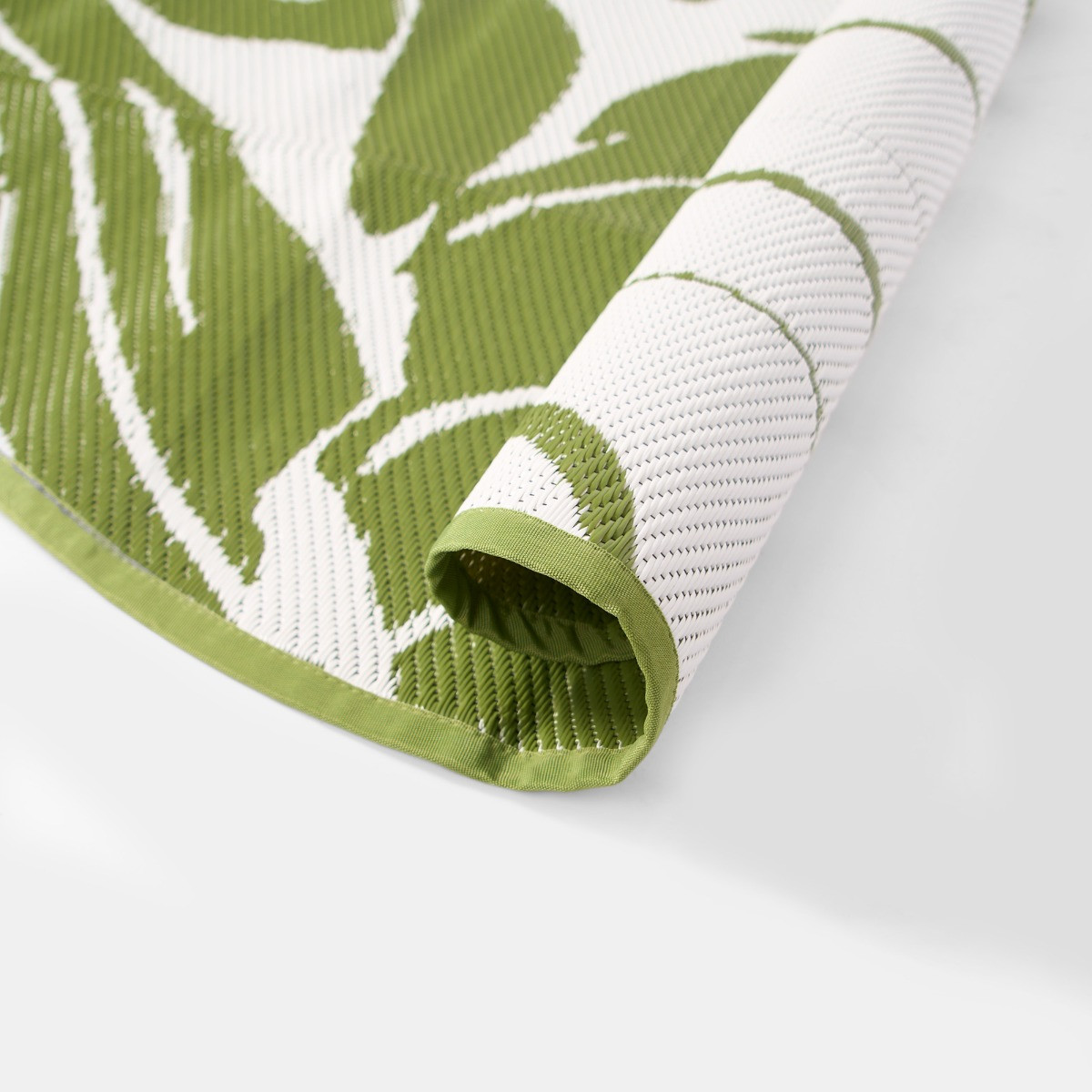 170cm Rug OHS Circle Tropical Print Outdoor Rug, Green/White - 170cm