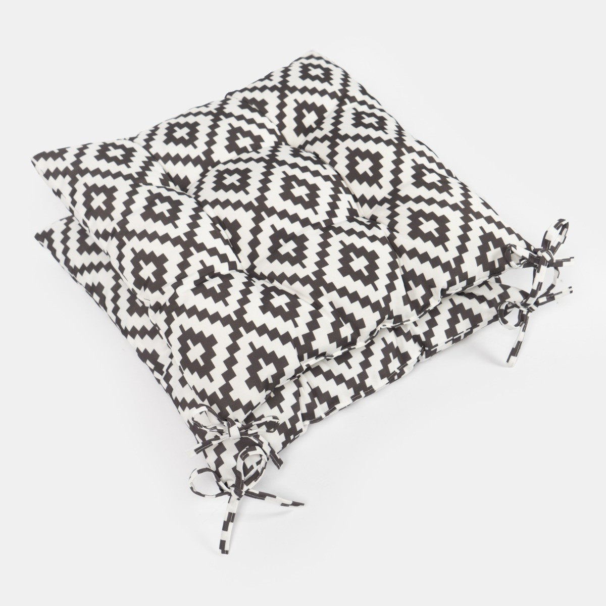 OHS 2 Pack Indoor/Outdoor Geometric Print Seat Pads, Grey/White - 40 x 40cm>
