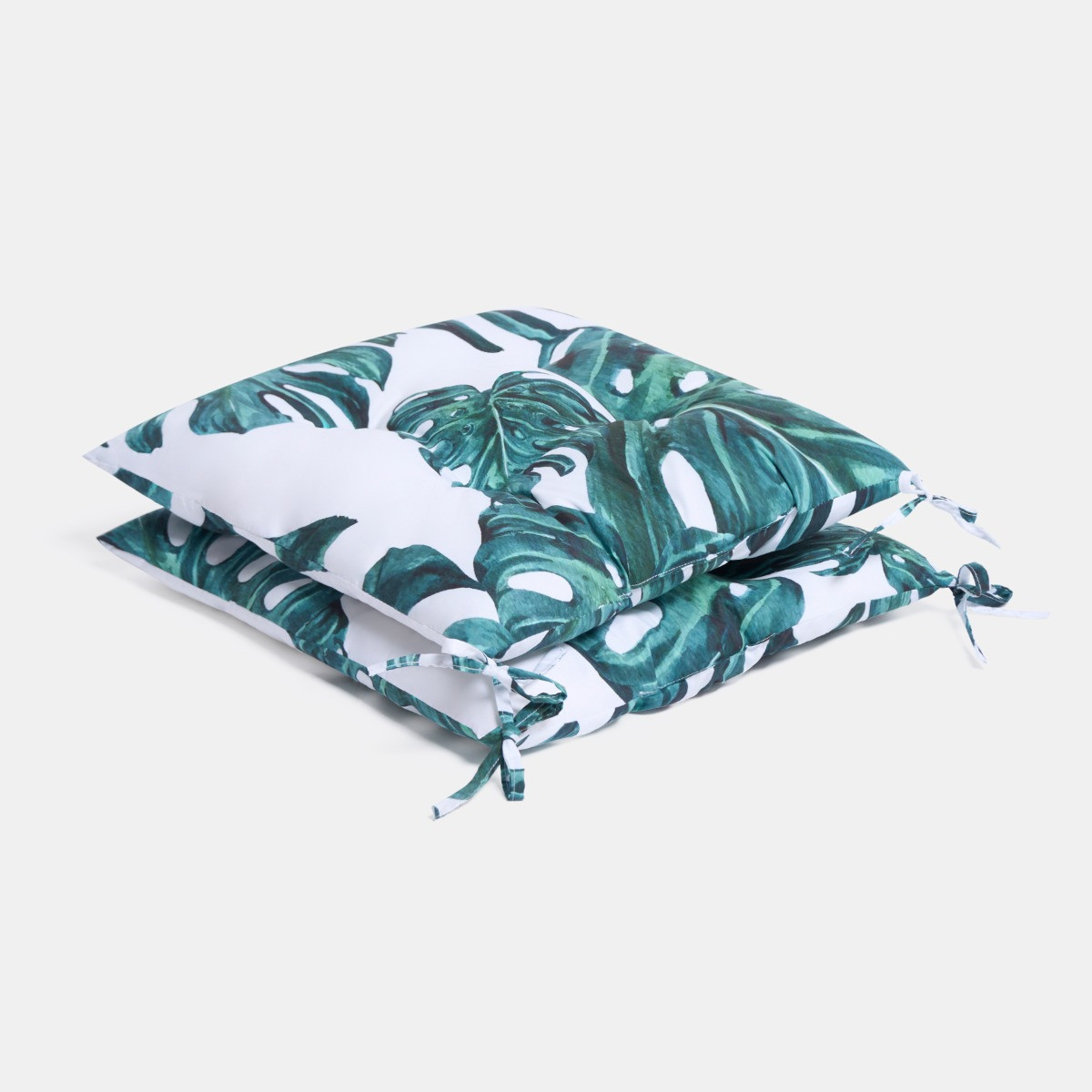 OHS 4 Pack Indoor/Outdoor Tropical Print Seat Pads, Green/White - 40 x 40cm>