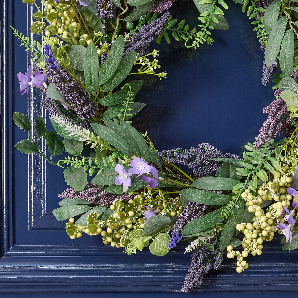 OHS Lush Lavender Wreath, Green/Purple - 50cm>