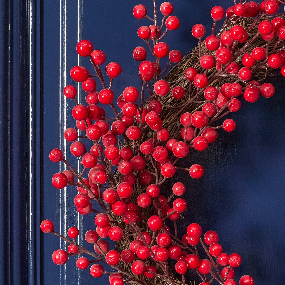 OHS Festive Red Berry Wreath, Red - 50cm>