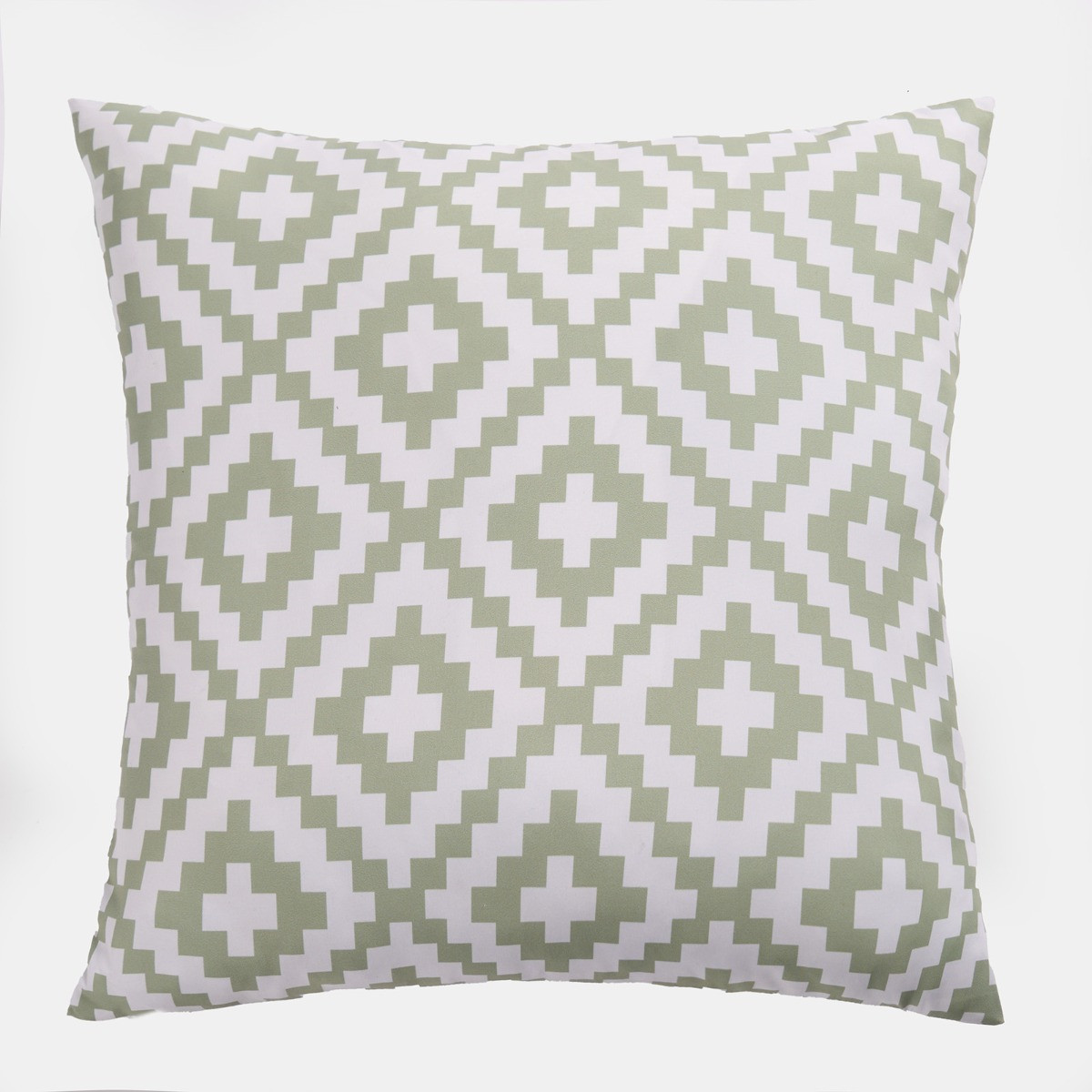 OHS Indoor/Outdoor Geometric Print Cushion Covers with Cushion Pads, 4 Pack - Sage/White>