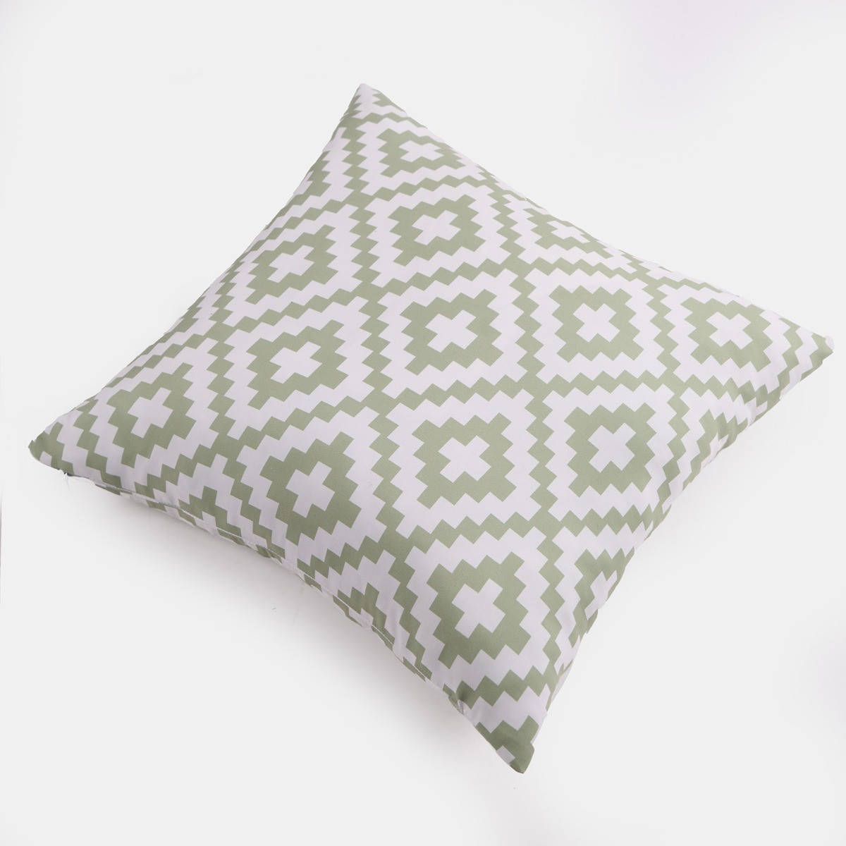 OHS Indoor/Outdoor Geometric Print Cushion Covers with Cushion Pads, 4 Pack - Sage/White>