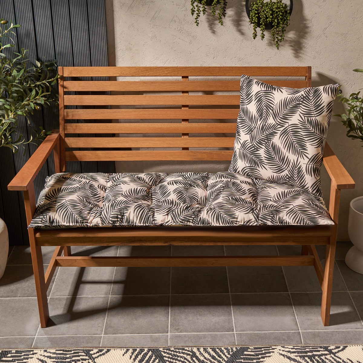 OHS Indoor/Outdoor Palm Leaf Print Cushion Covers - Monochrome>