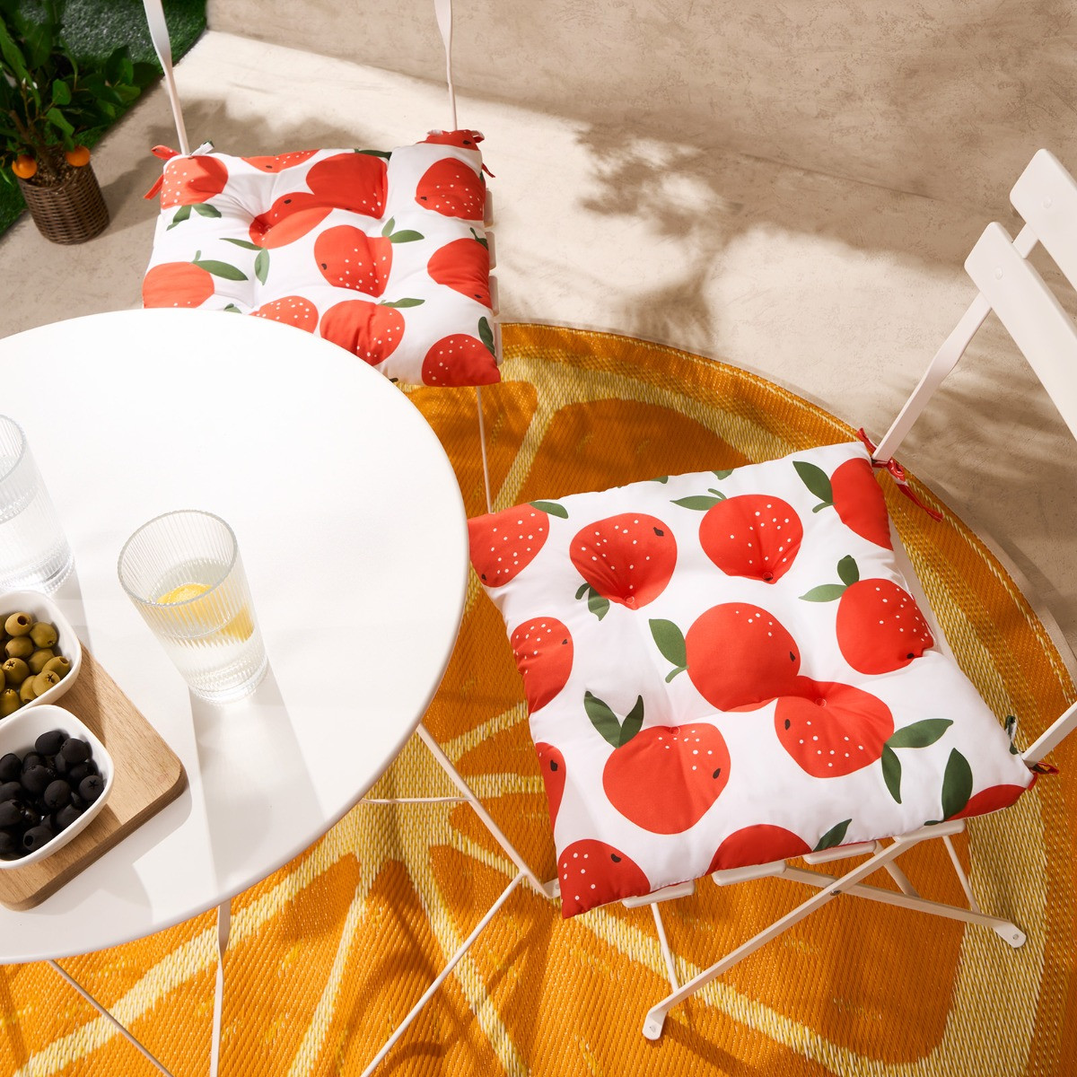 OHS 4 Pack Indoor/Outdoor Orange Print Seat Pads - Orange>